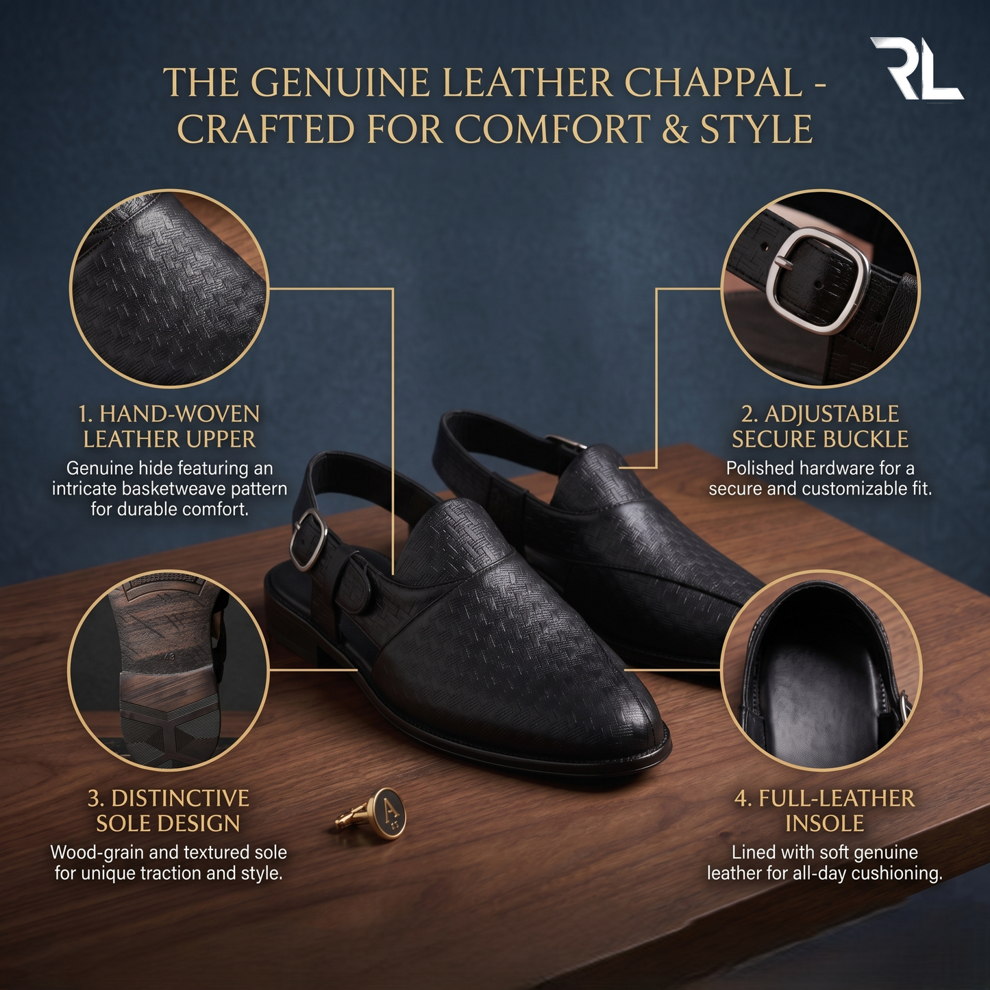 Leather Peshawari Sandal For Men's - 4002