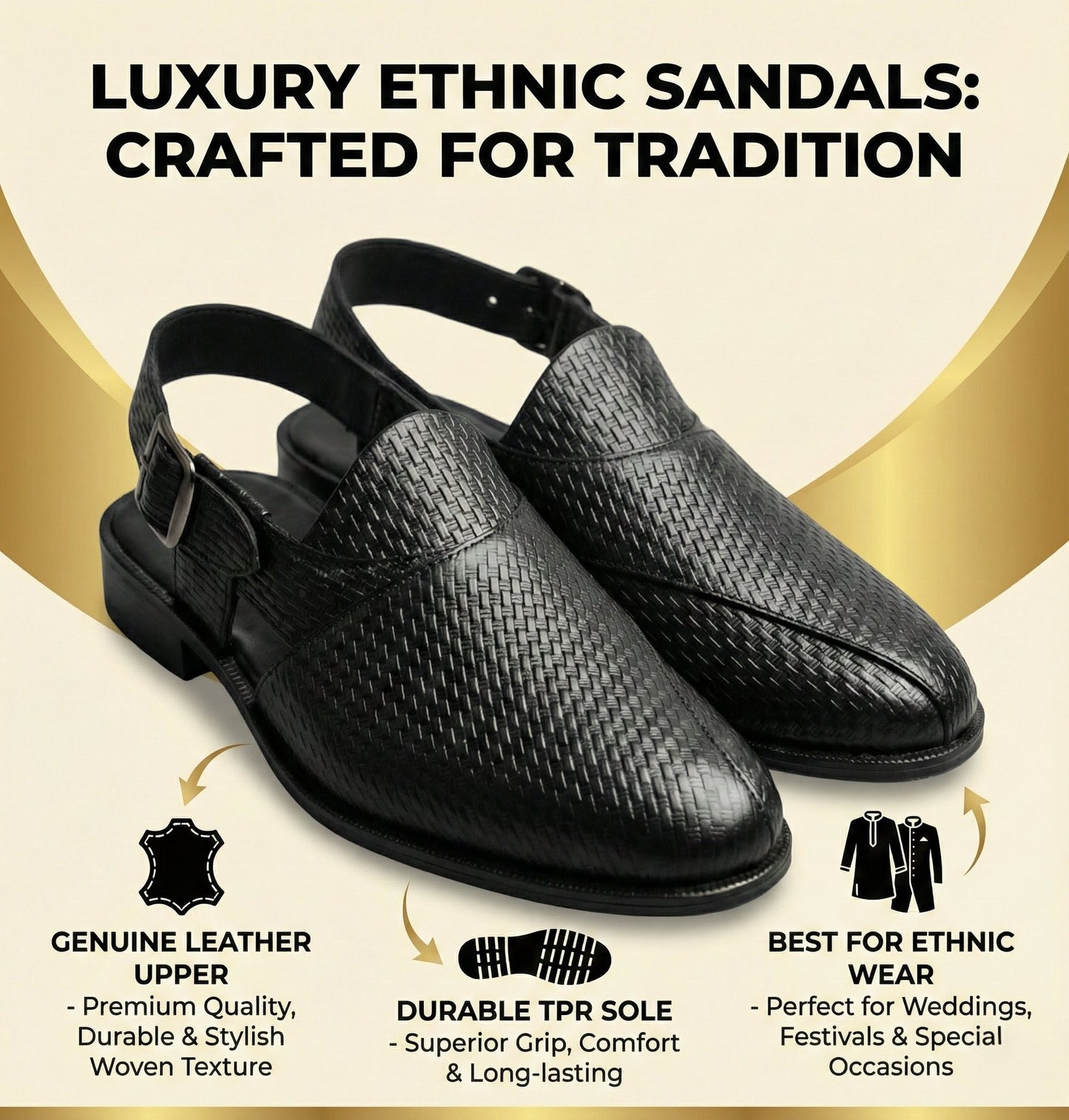 Leather Peshawari Sandal for men's - 4000