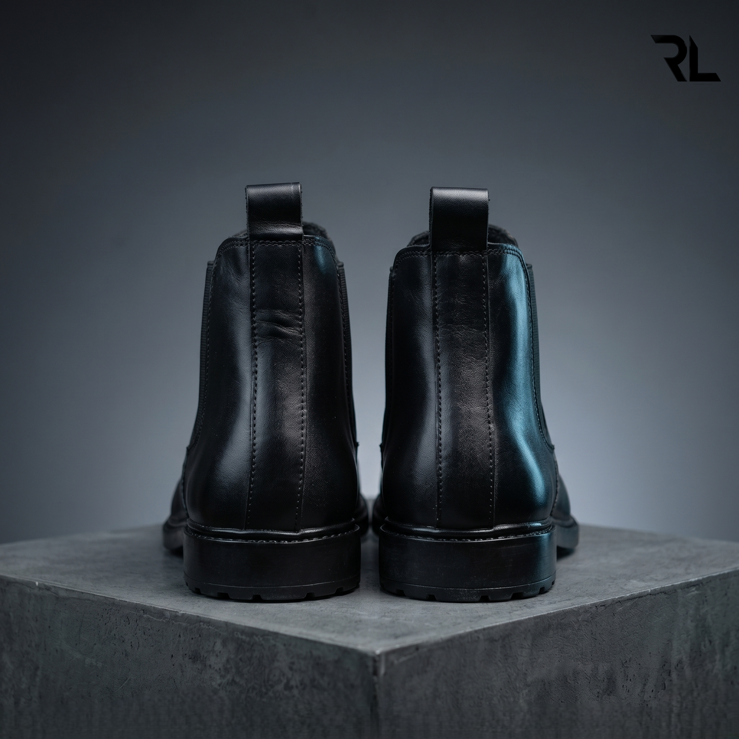 Black Leather Chelsea Boot For Men's - 1003