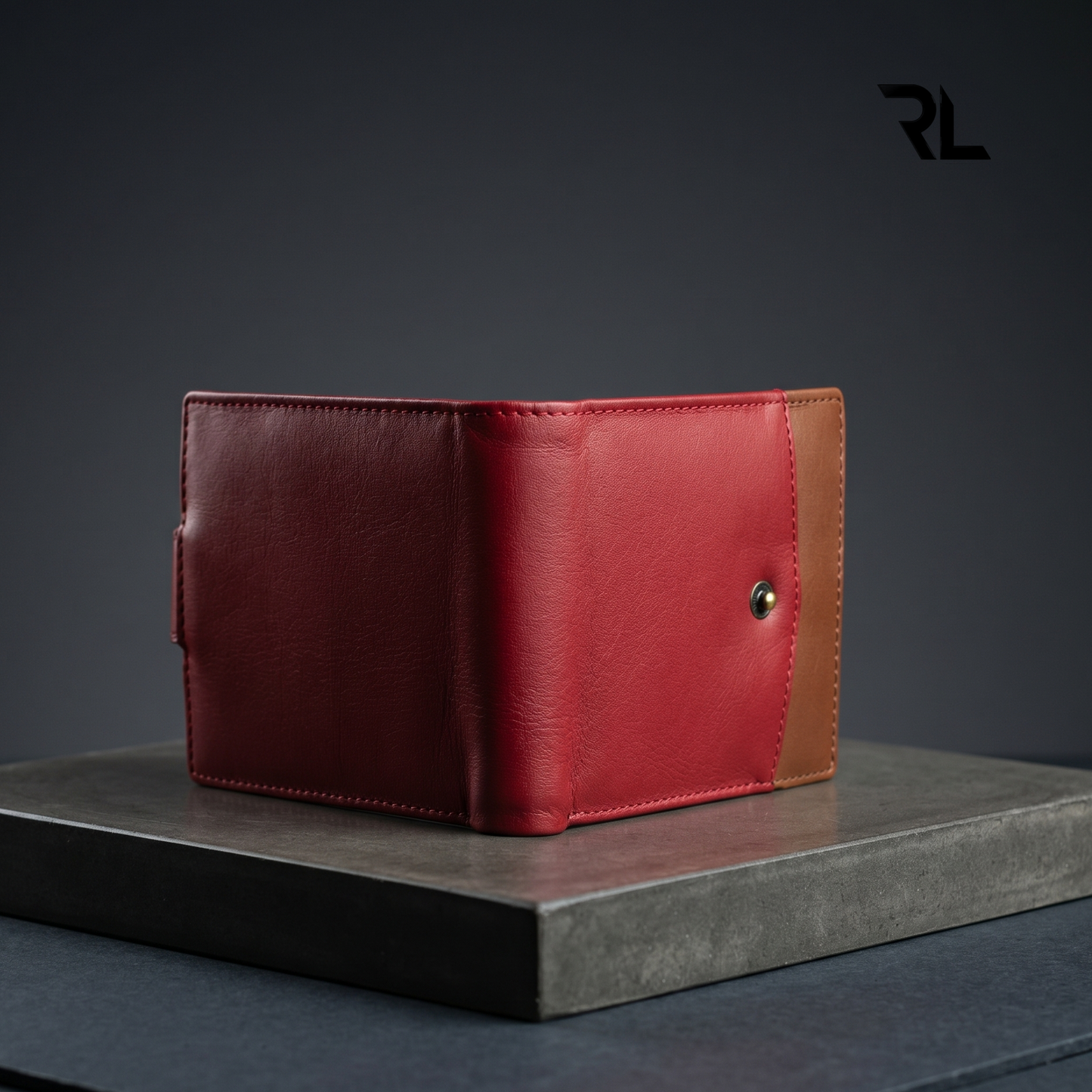 Premium Two-Tone Leather Wallet with Secure Snap Closure