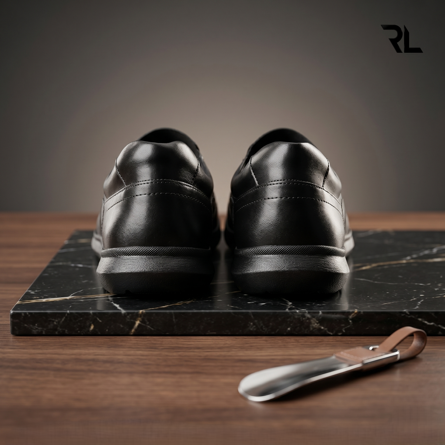 Leather Slip on Shoes for Men - Black  - 2019