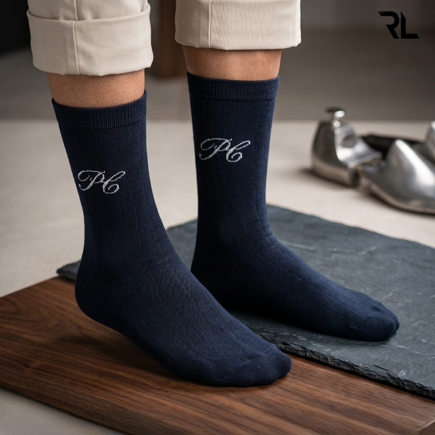 Thin Formal Full Socks - Blue ( 1 Pair ) S004
