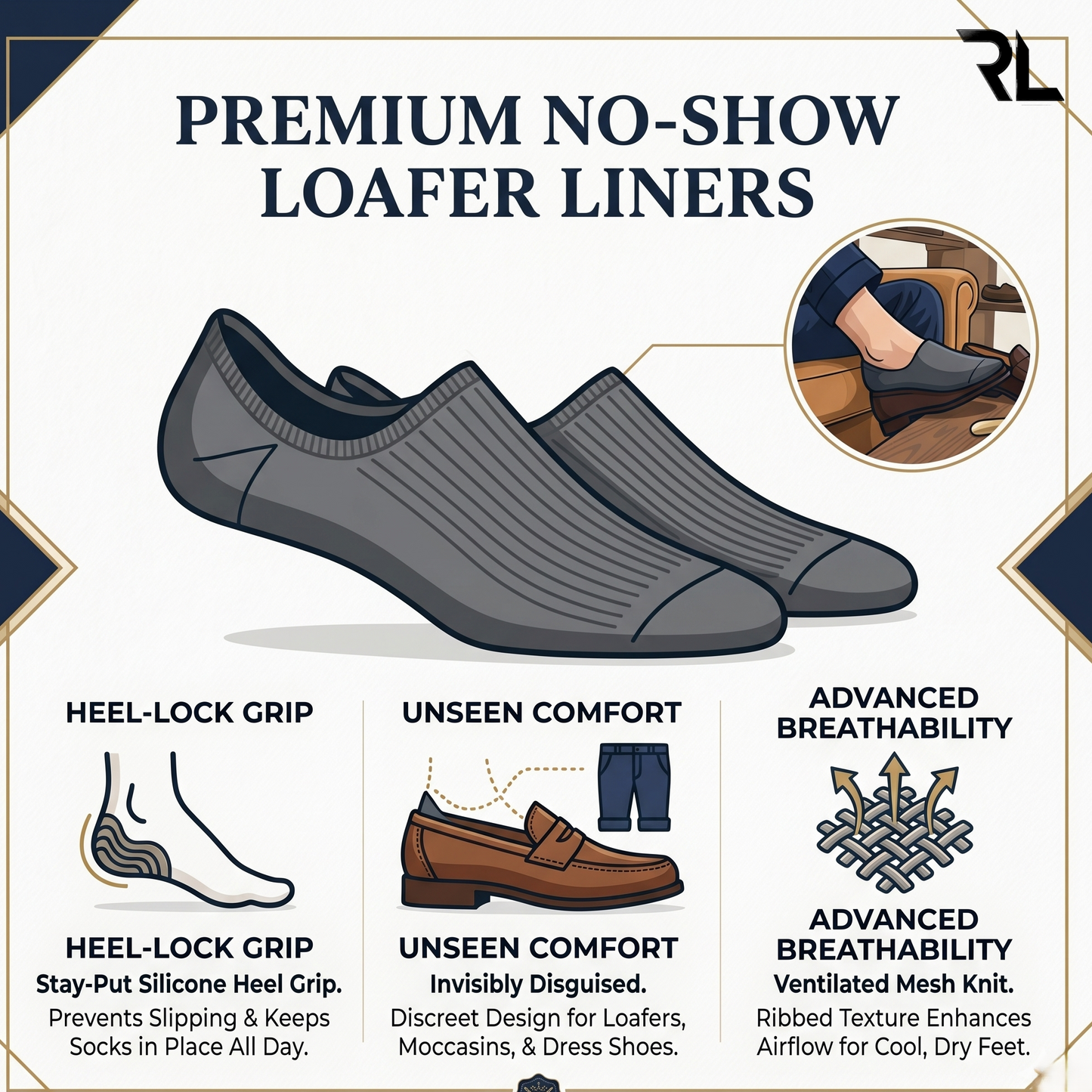 No Show Socks 3 in 1 Pack (3 Pairs) - S014