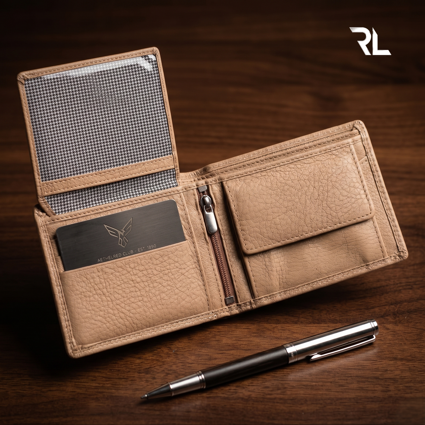 Premium Beige Textured Leather Wallet for Men