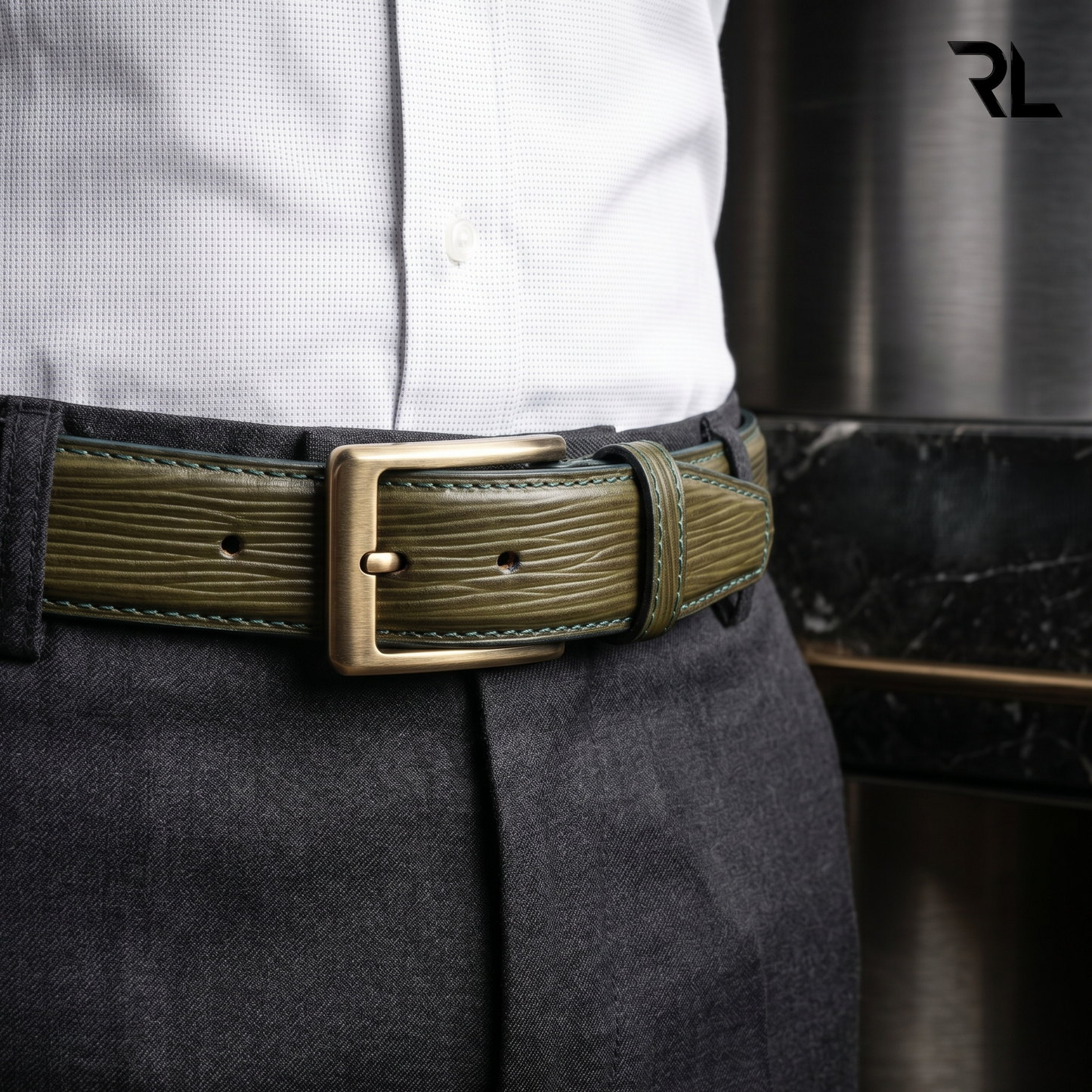 Leather Formal Belt for Men's - Green