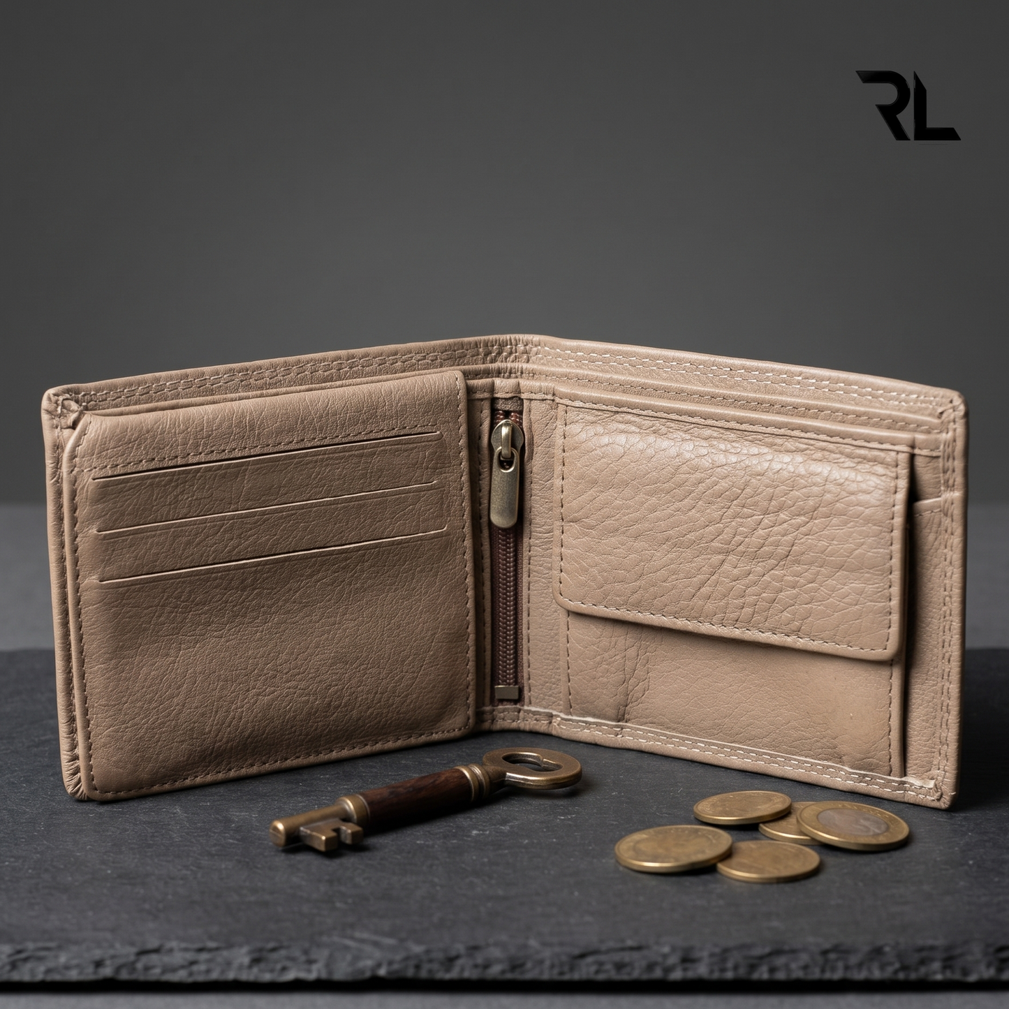 Premium Beige Textured Leather Wallet for Men