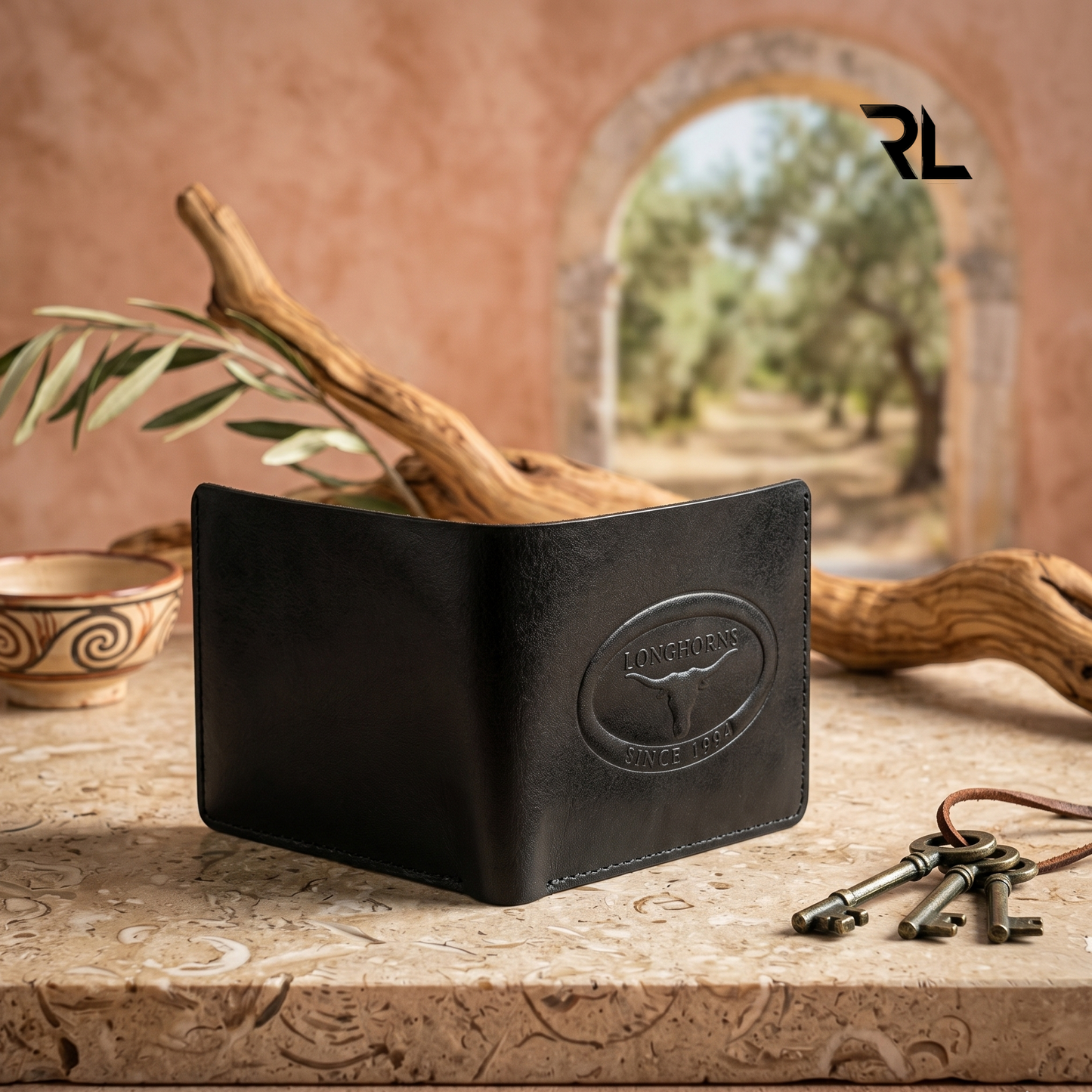 Premium Black Leather Slim Bi-Fold Wallet for Men