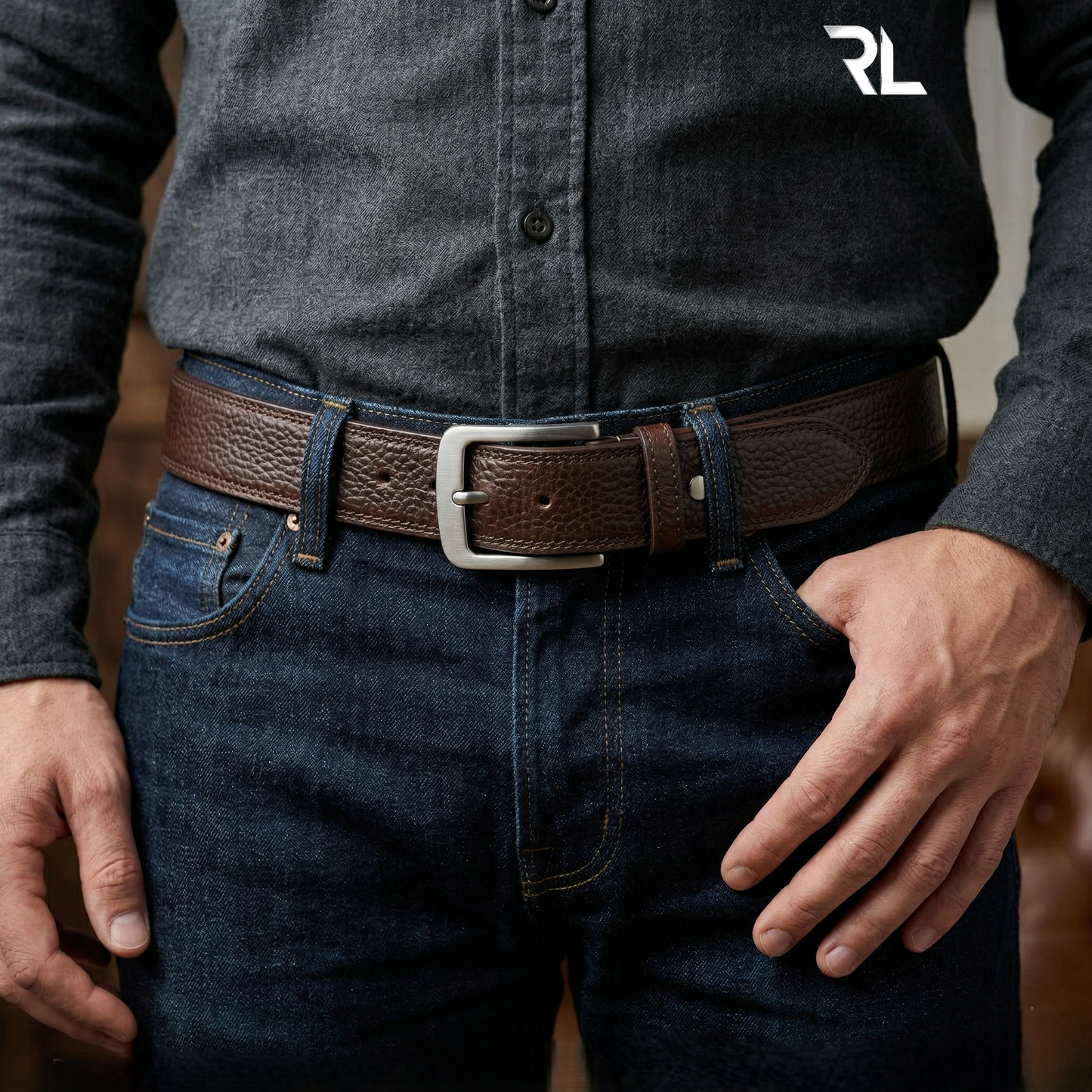 Casual Leather Belt for Men's - Brown