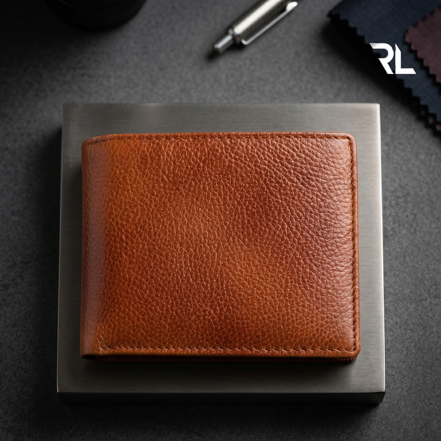 Classic Tan Leather Bifold Wallet with Coin Pocket
