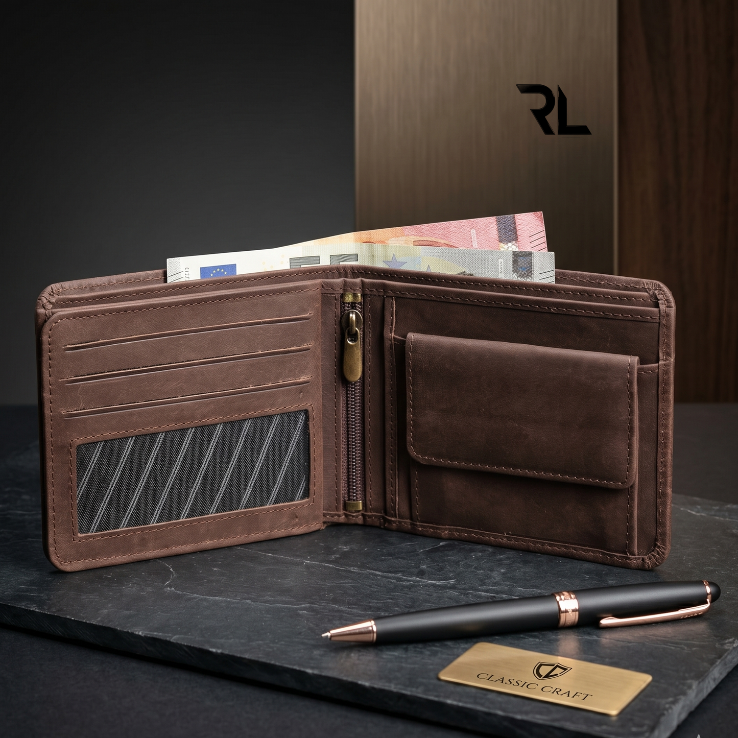 Vintage Leather Wallet for Men's - Brown