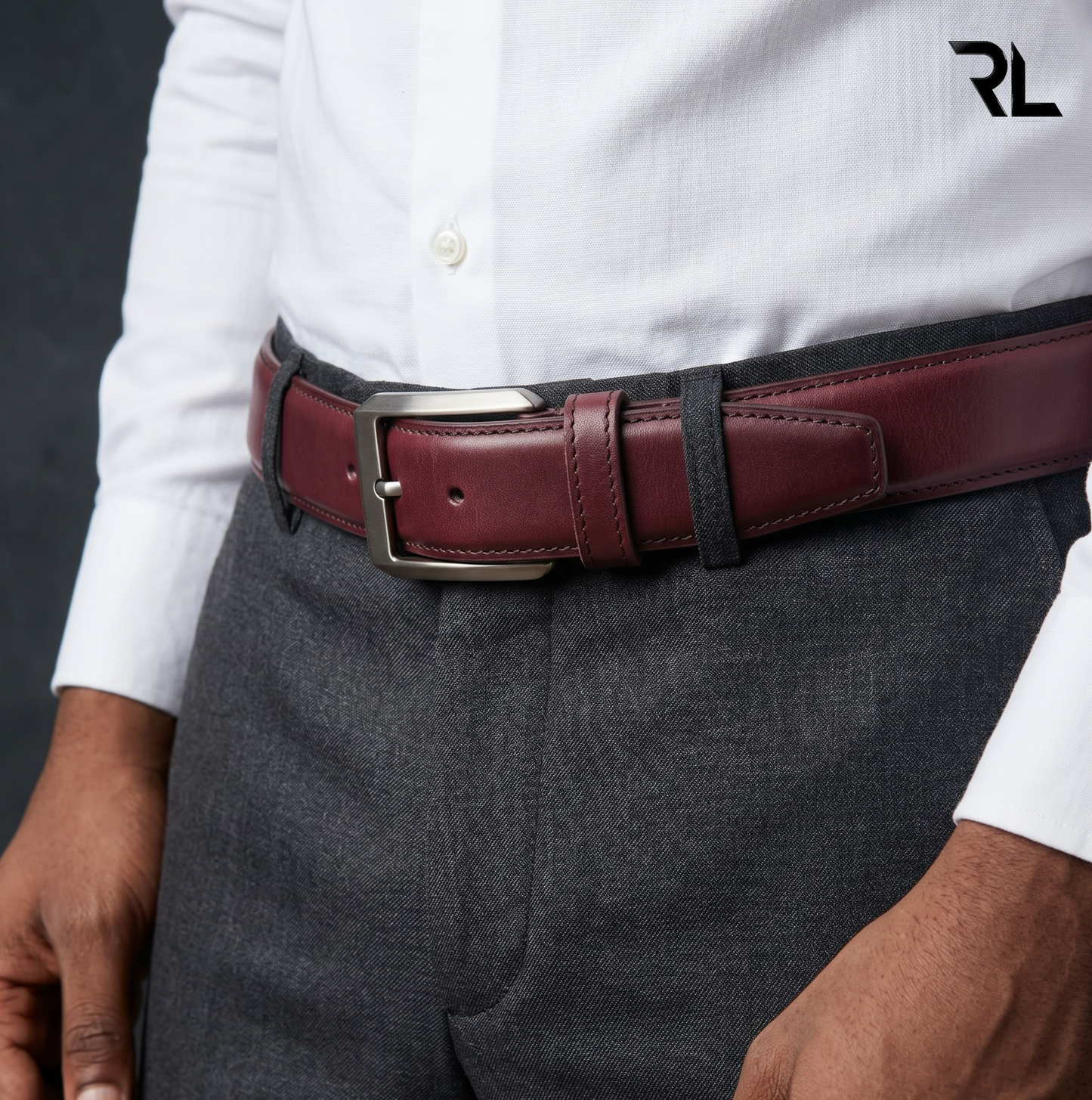 Formal Leather Belt for Men's - Burgundy