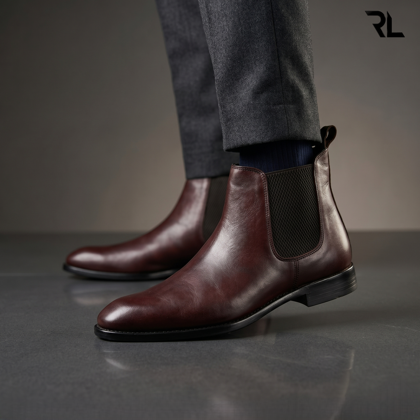 Leather Chelsea Boot for Men's - Brown - 1010