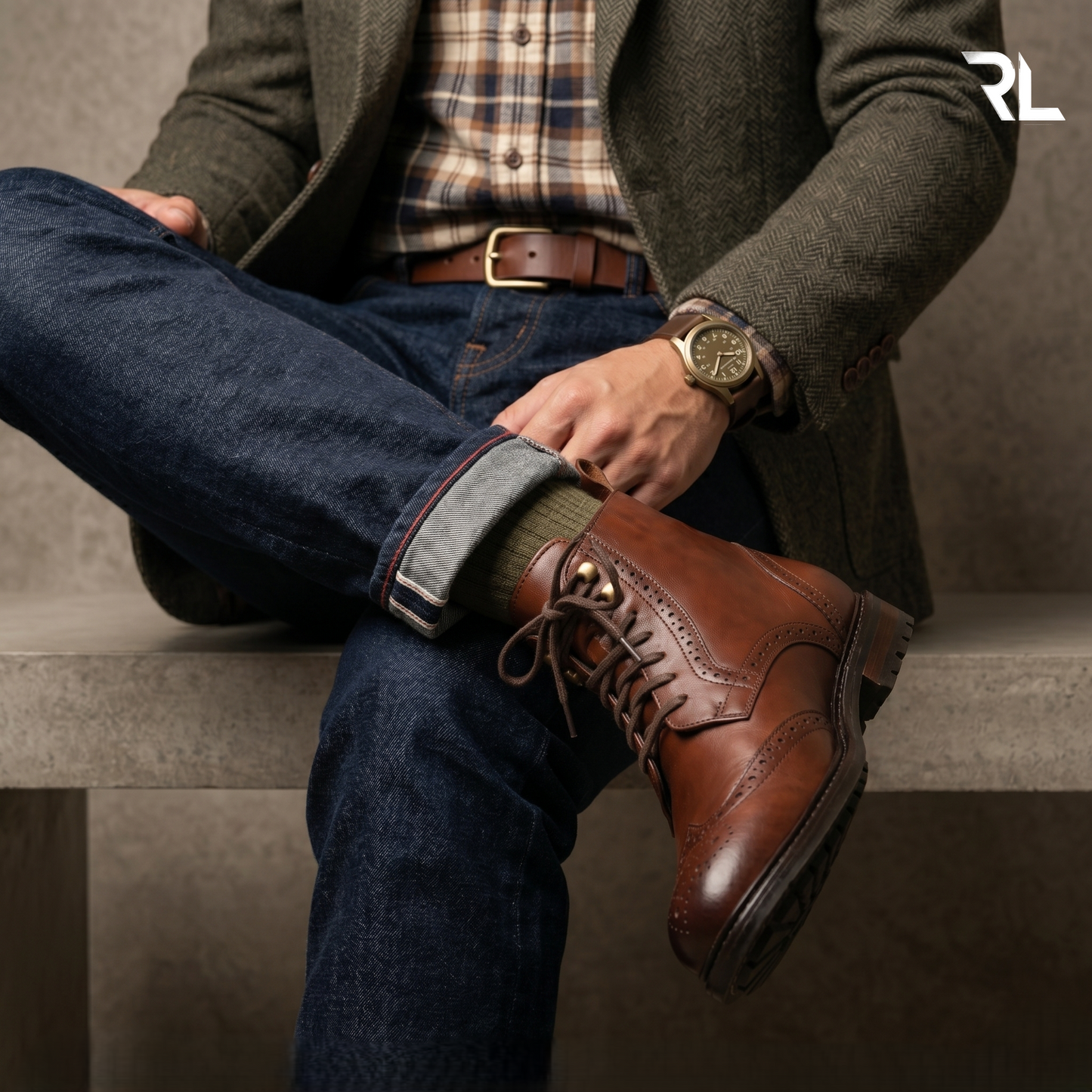 Wingtip Brouge Lace Up Boot - 1001
