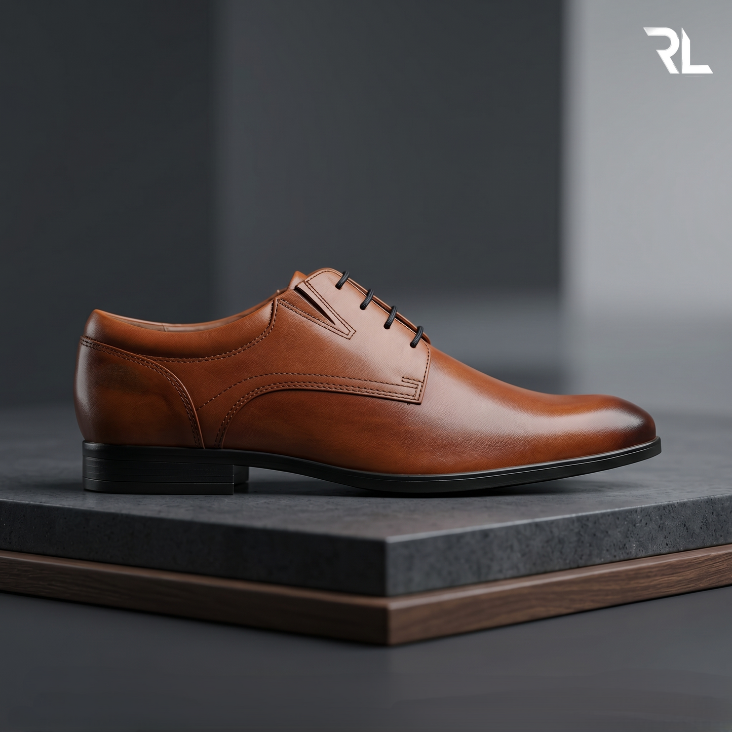 Leather Derby Shoe for Men's - Tan - 2005