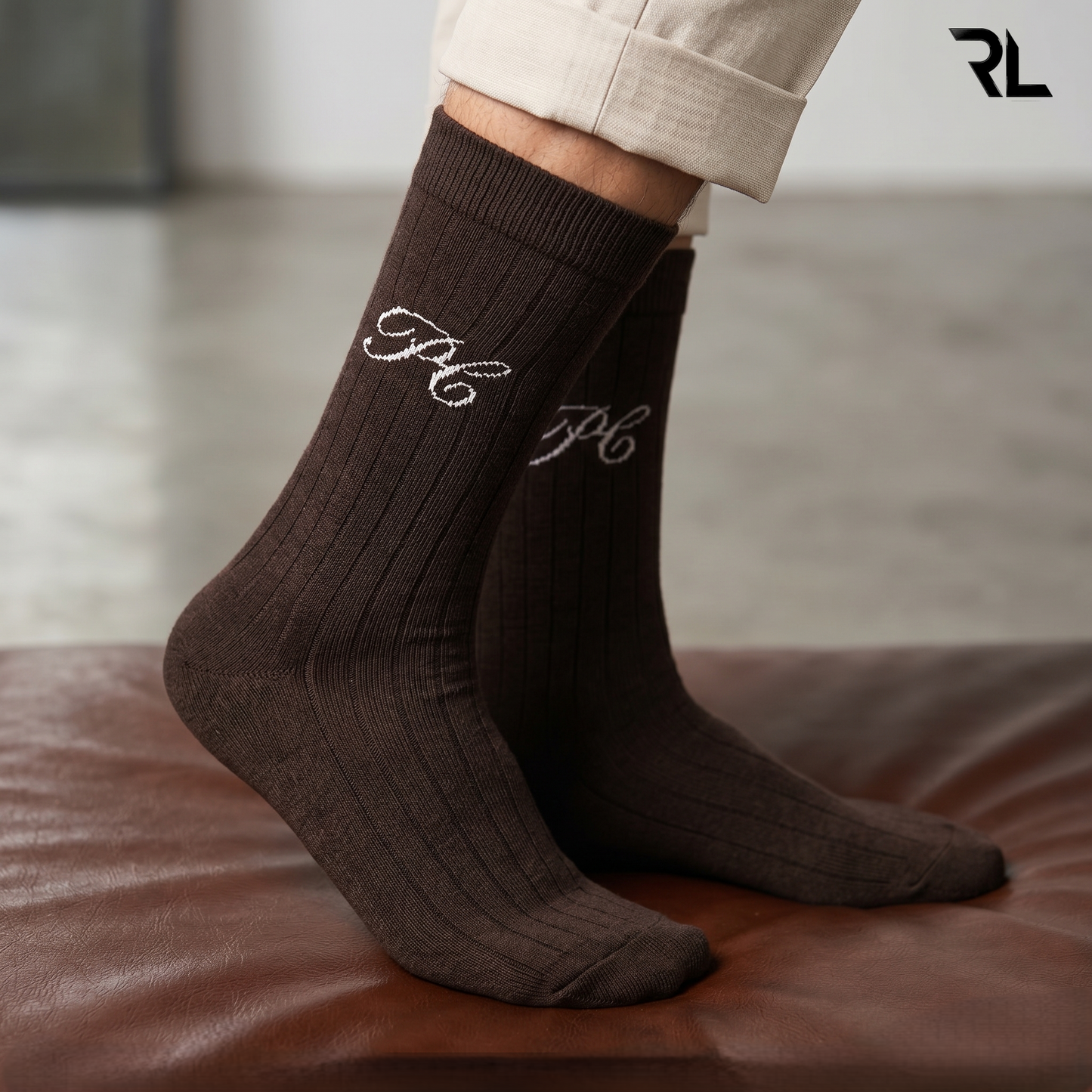 Thin Formal Full Socks - Brown ( 1 Pair ) S005
