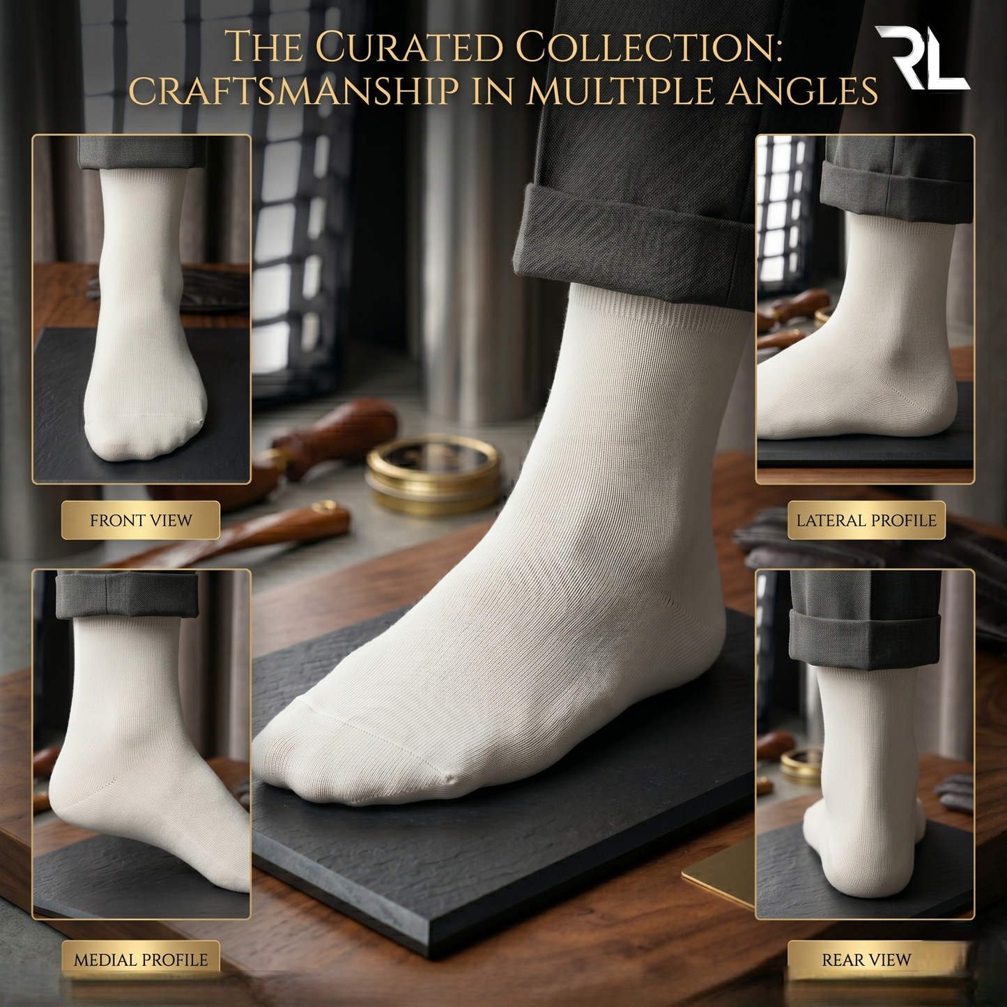 Thin Formal Socks White- 1 Pair - S010