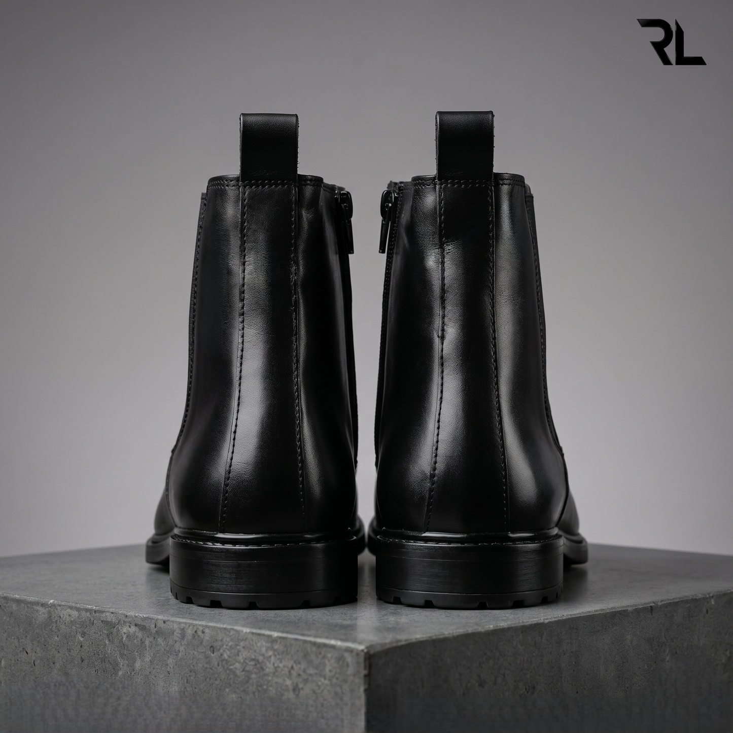 Leather Chelsea Boot with Zip - Black - 1008