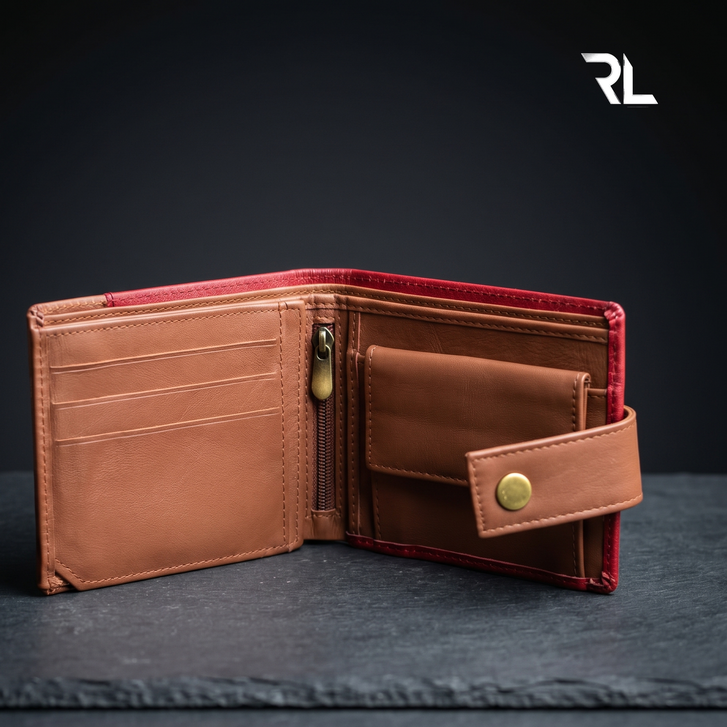 Premium Two-Tone Leather Wallet with Secure Snap Closure