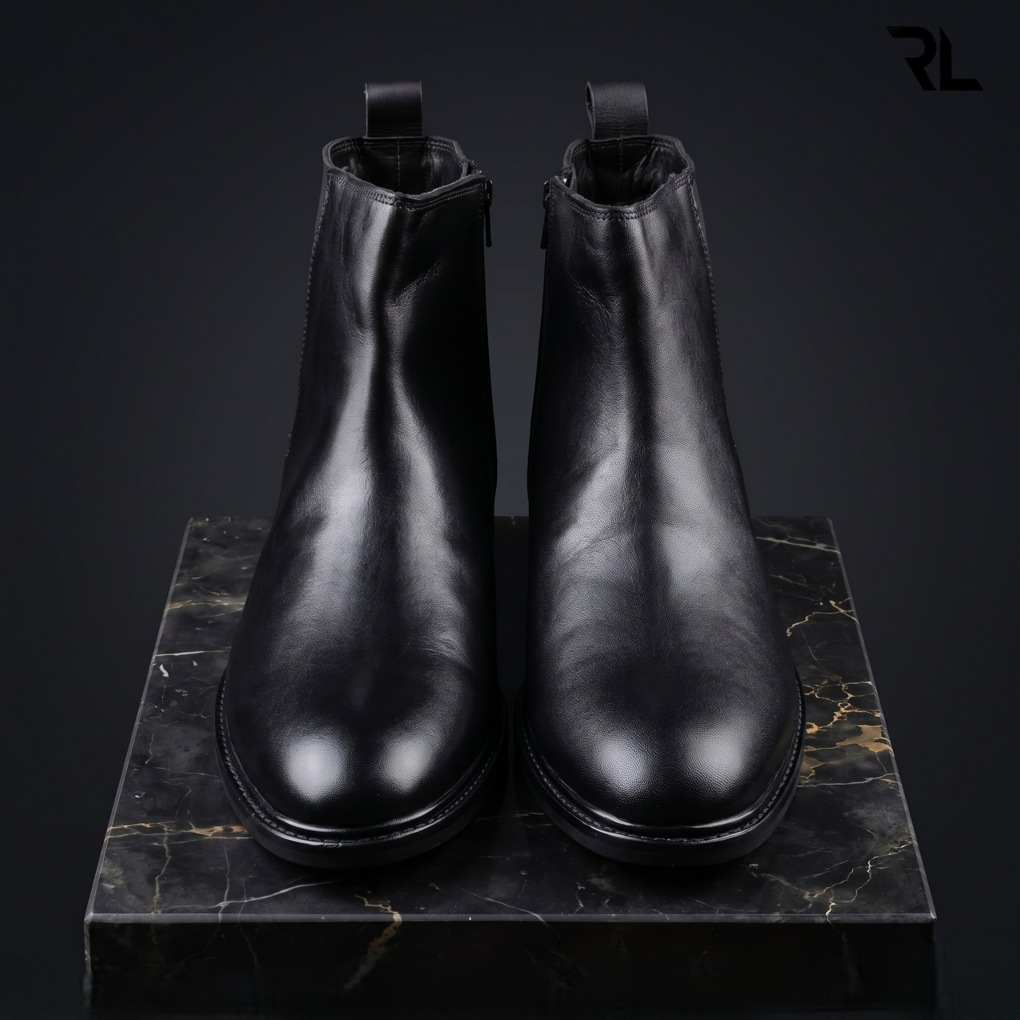 Leather Chelsea Boot with Zip - Black - 1008