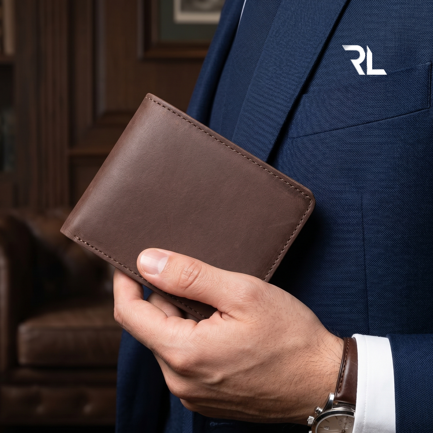 Vintage Leather Wallet for Men's - Brown