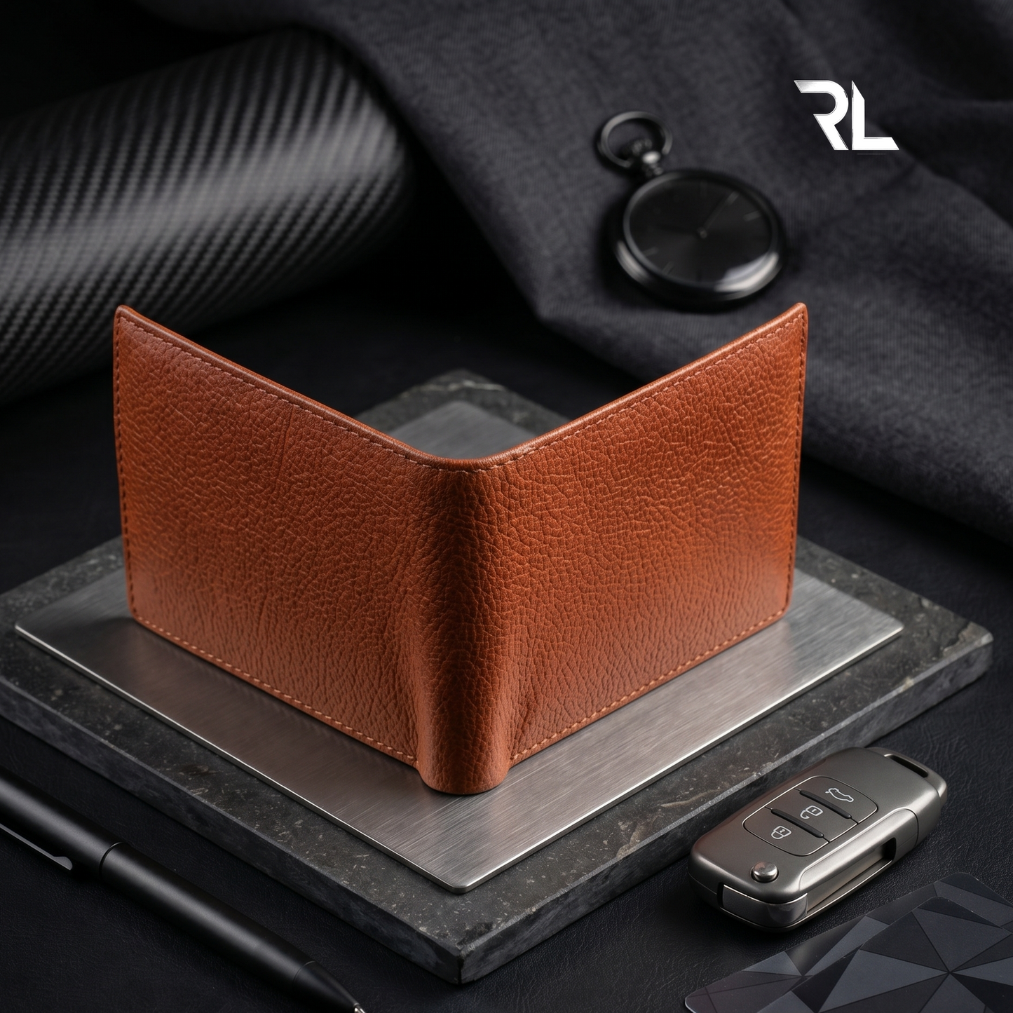 Classic Tan Leather Bifold Wallet with Coin Pocket