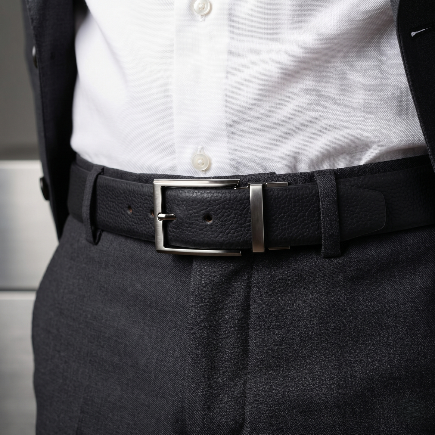 Men's Premium Reversible Black & Brown Leather Formal Belt with Metal Buckle