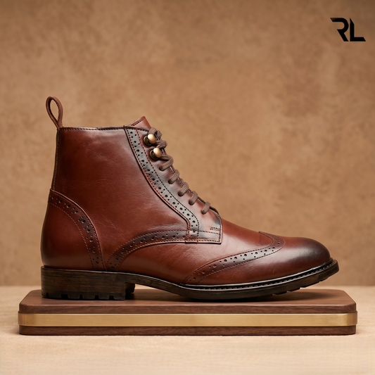 Wingtip Brouge Lace Up Boot - 1001