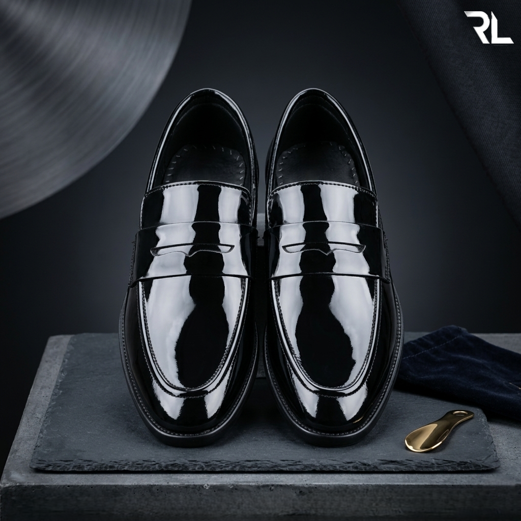 Patent Leather Penny Loafer For Men - Black - 2022