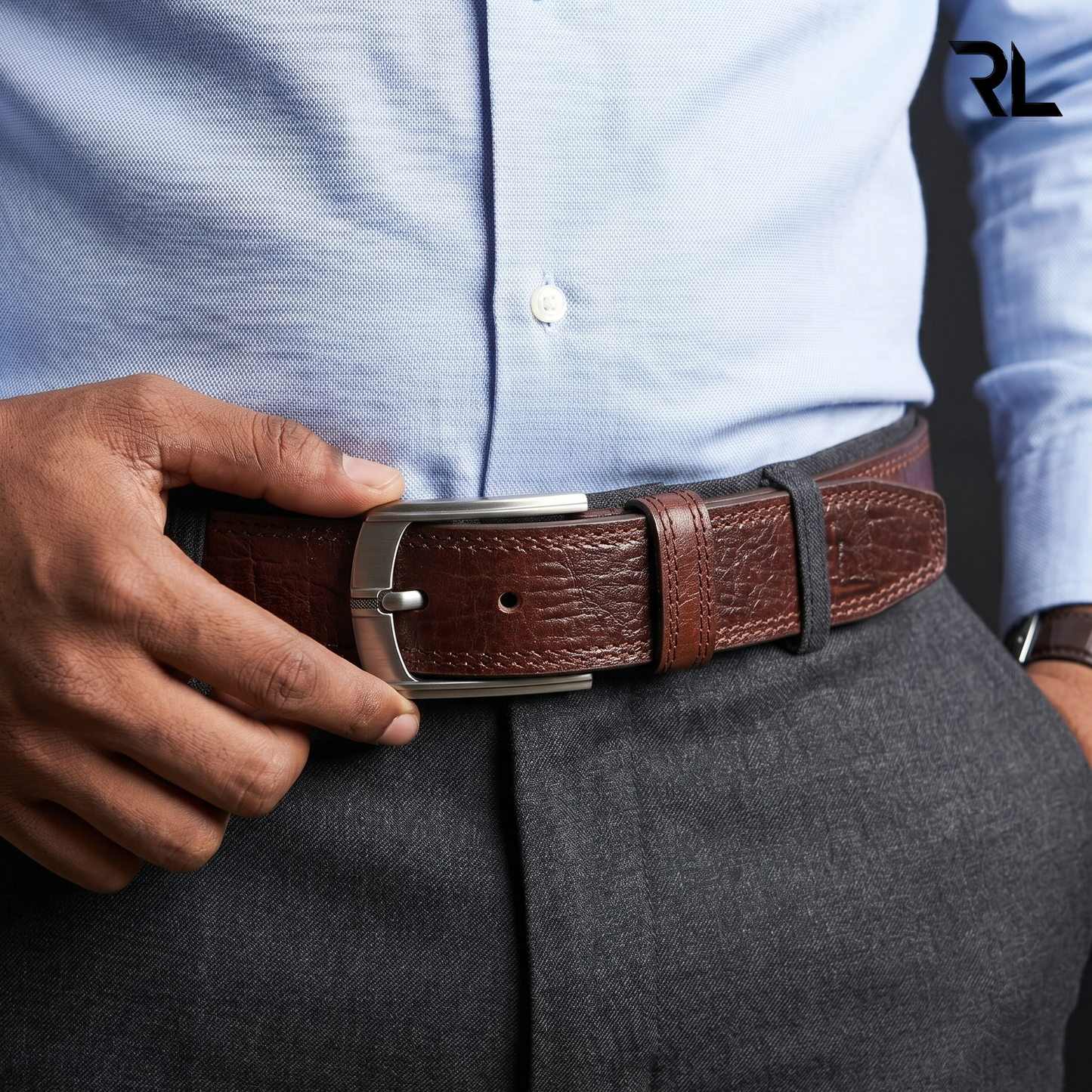 Semi Formal Leather Belt for Men's - Brown