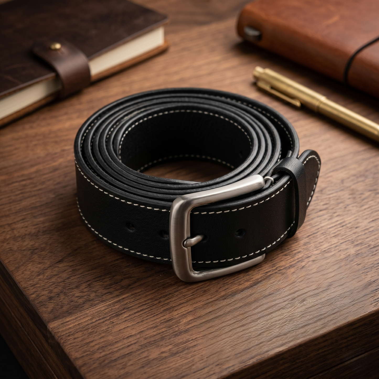 Casual Leather Belt for Men - Black