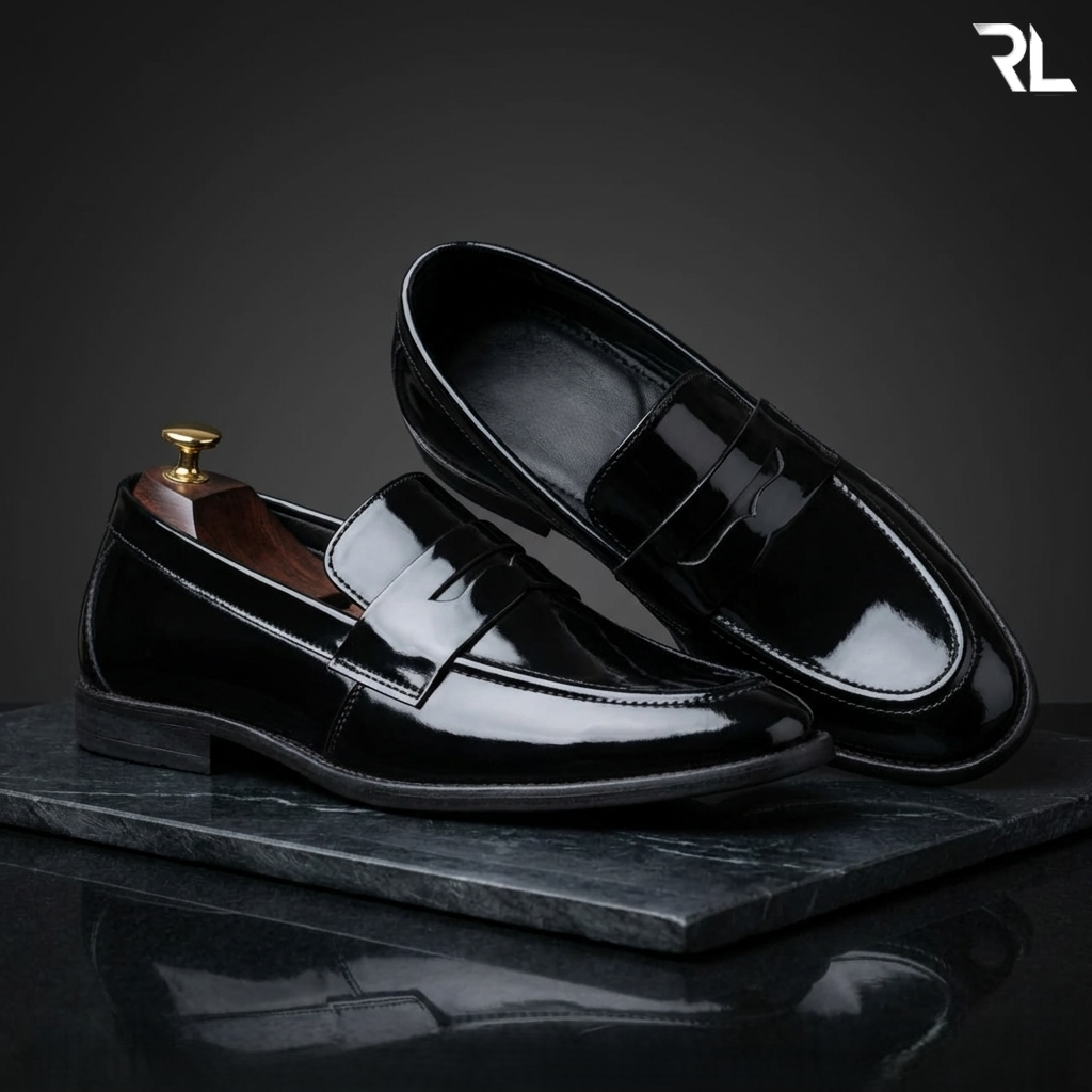 Patent Leather Penny Loafer For Men - Black - 2022