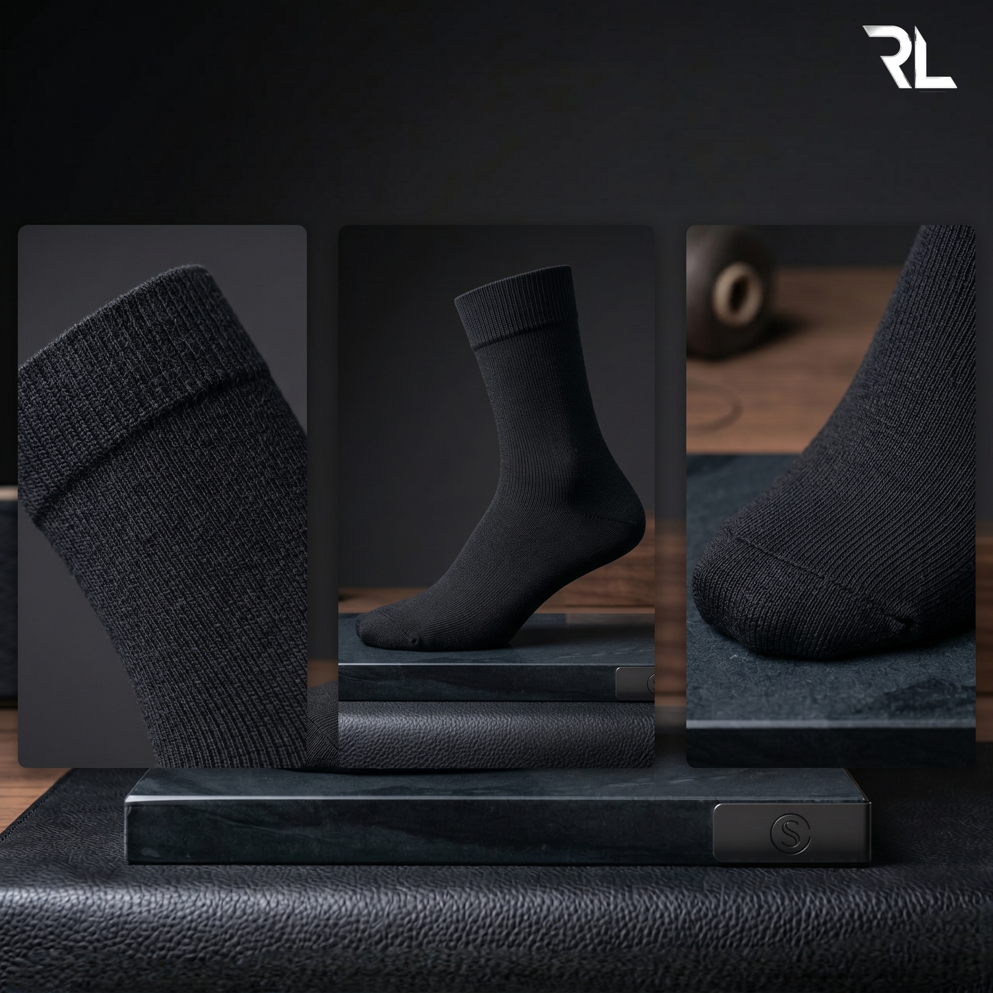 Thin Formal Socks Black - 1 Pair - S009
