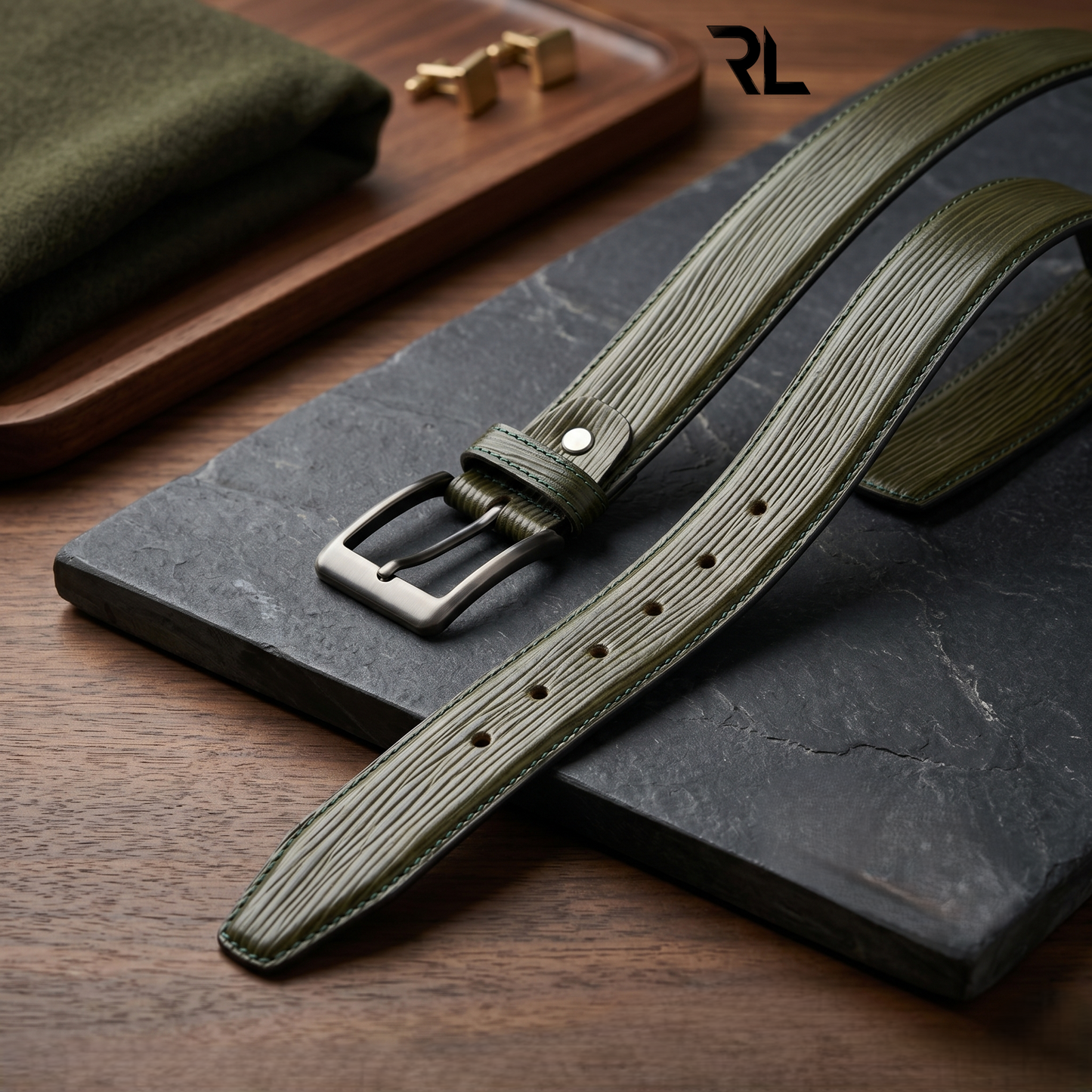 Leather Formal Belt for Men's - Green