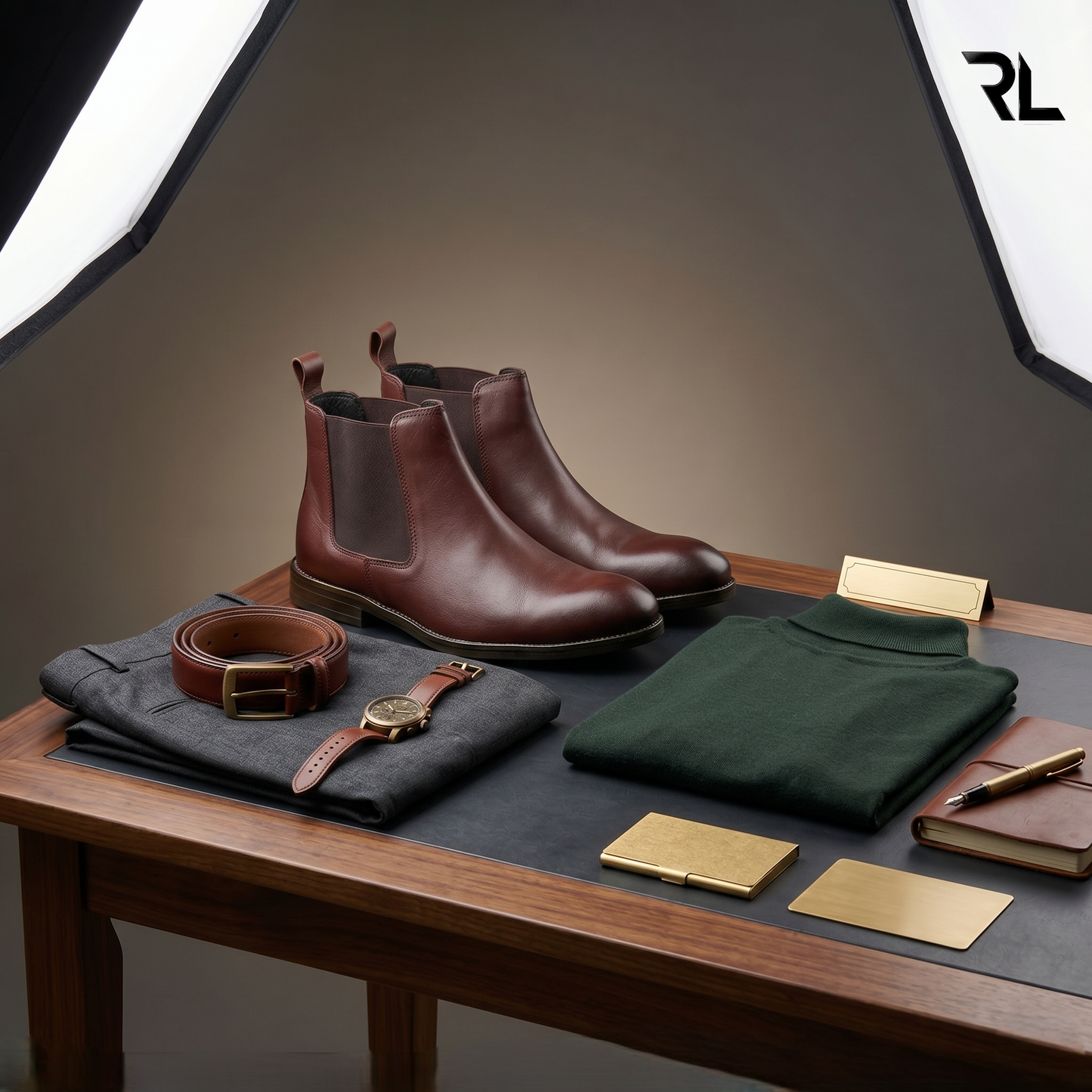 Brown Leather Chelsea Boots for Men - 1005