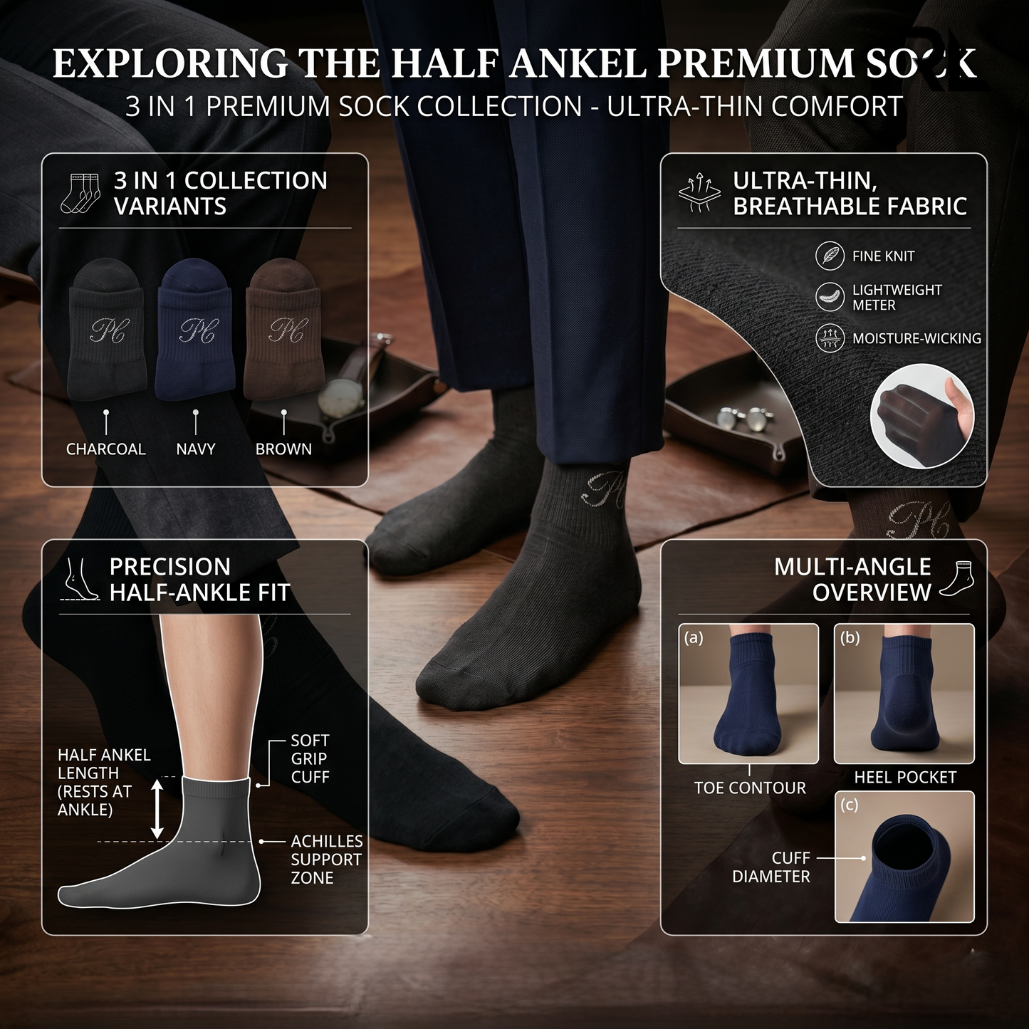 Formal  Thin Ankle Socks 3 in 1 Pack - S003