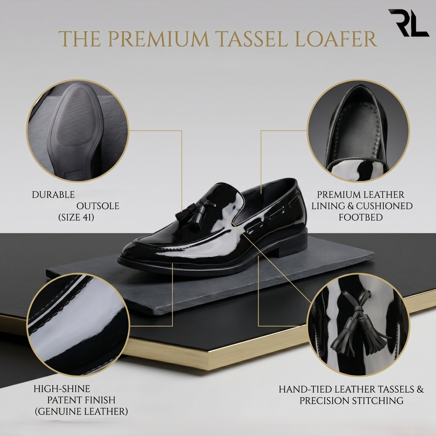 Patent Leather Tassel Loafer Black - 2015