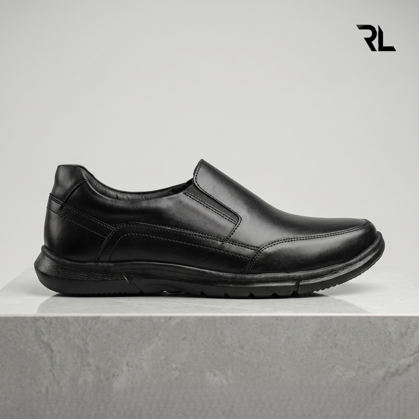 Leather Slip on Shoes for Men - Black  - 2019
