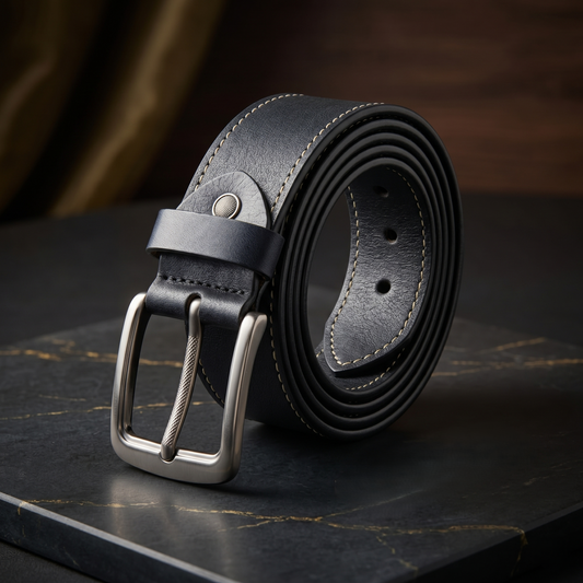 Casual Leather Belt for Men - Black