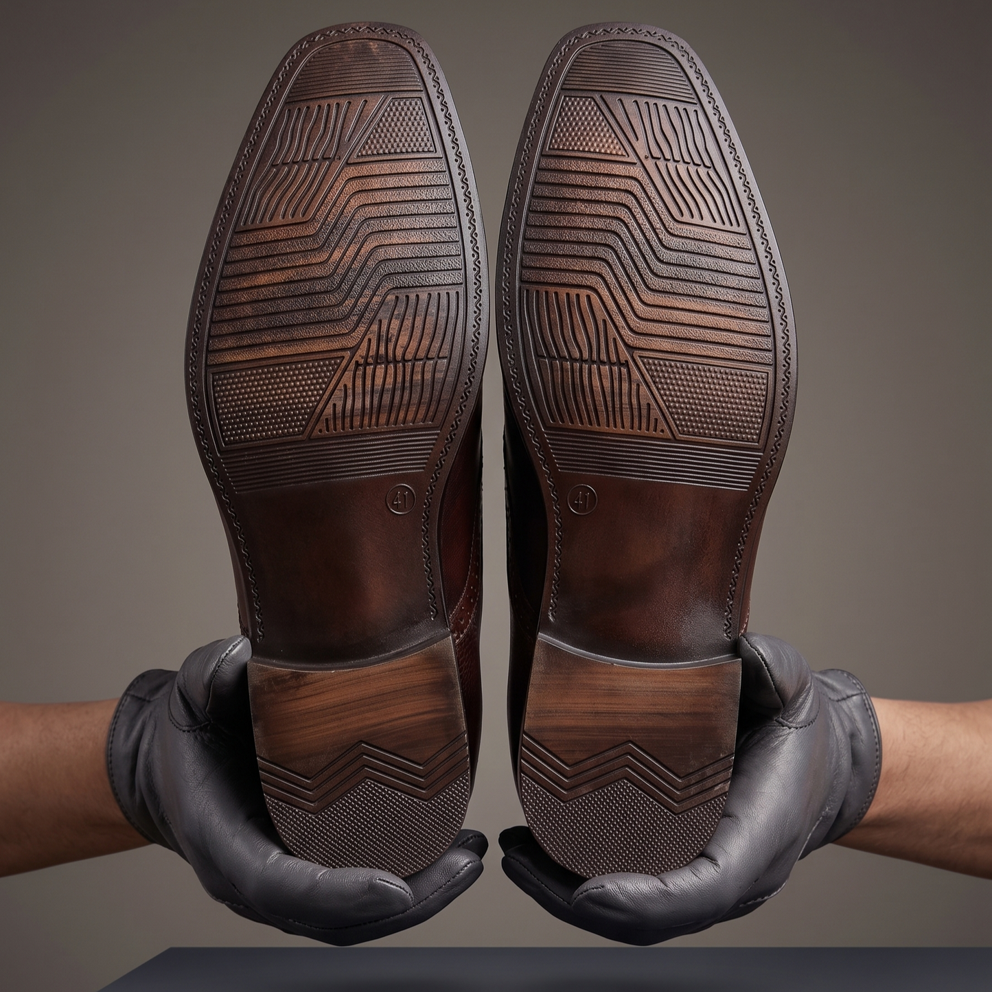 Oxford Textured Leather Shoe - Brown - 2007
