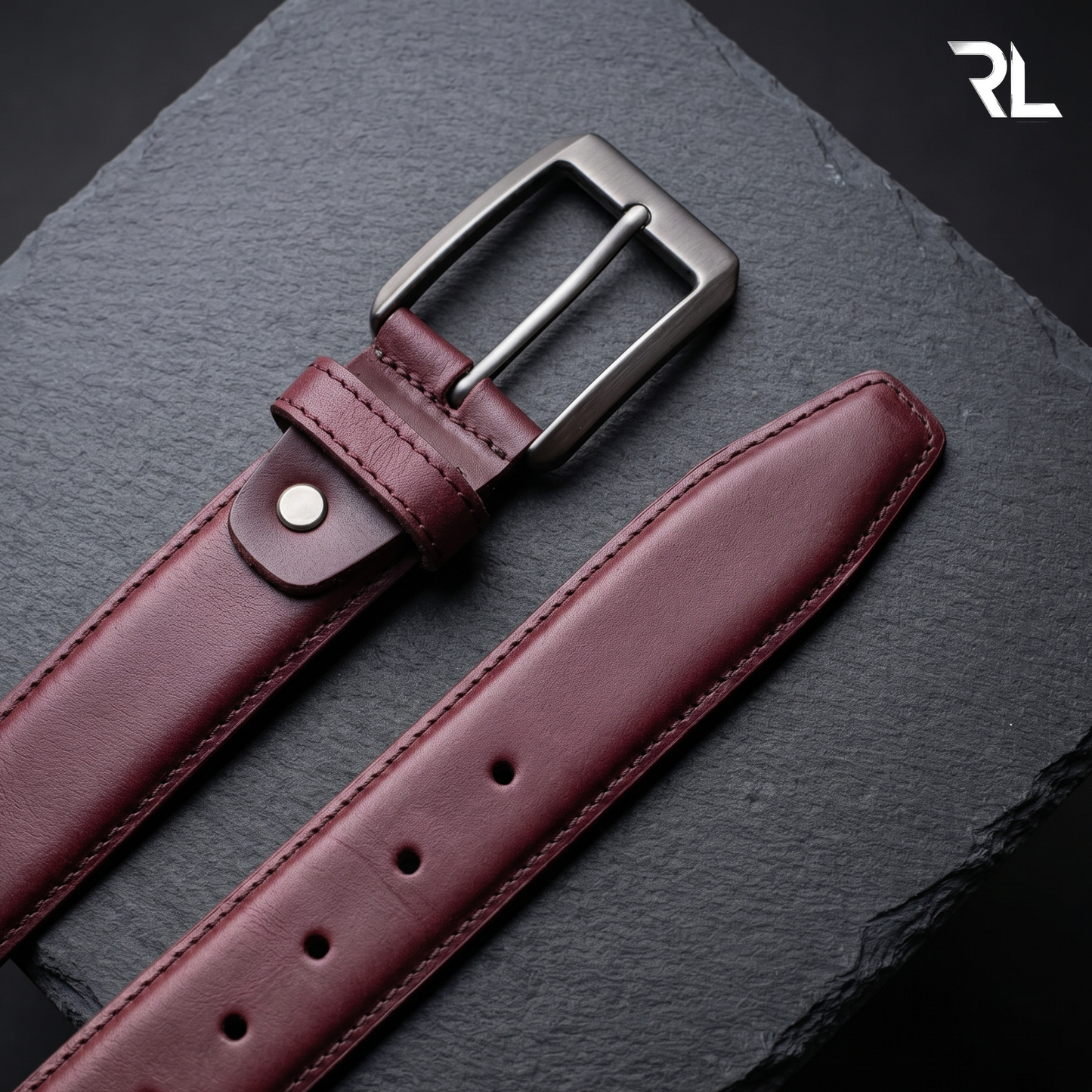 Formal Leather Belt for Men's - Burgundy