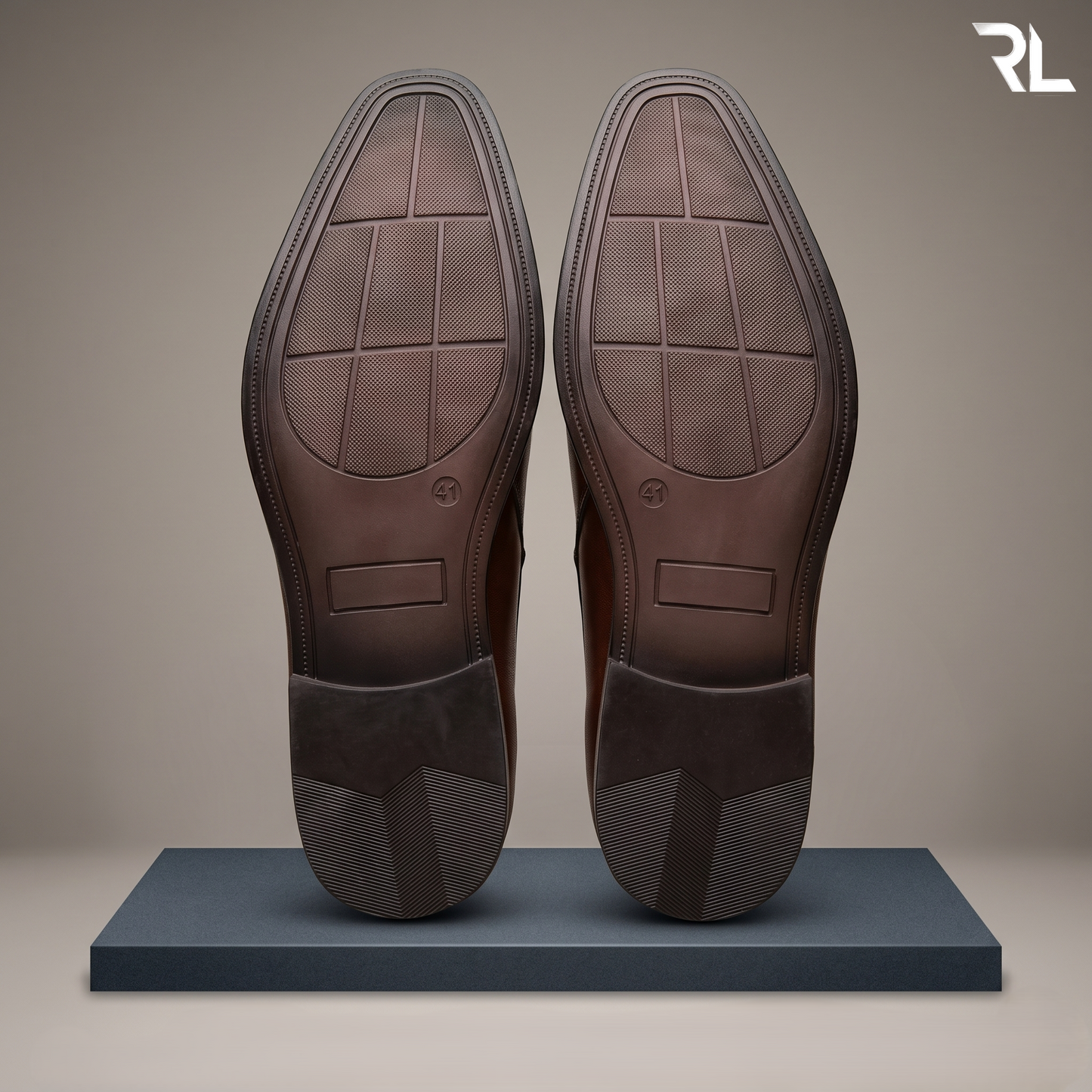 Leather Wholecut Shoe for Men's - Tan- 2009