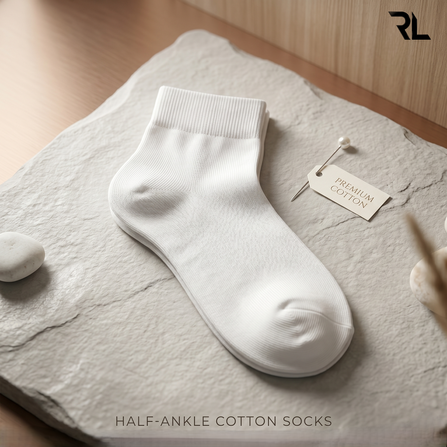 Thin Formal Ankle Socks - White (1 Pair) - S001