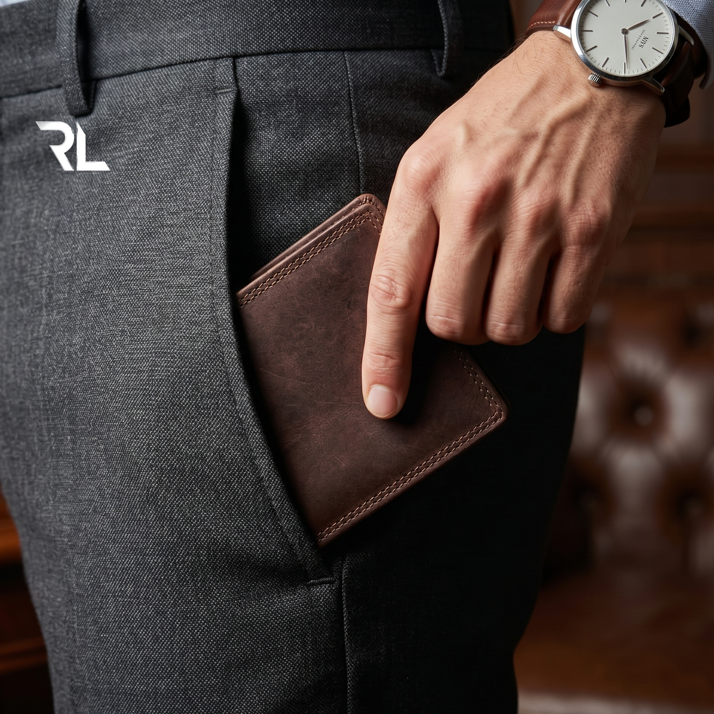 Vintage Leather Wallet for Men's - Brown