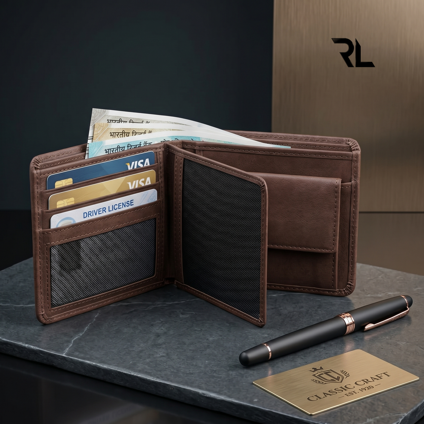 Vintage Leather Wallet for Men's - Brown