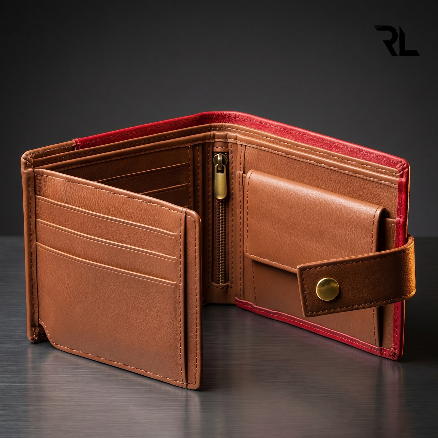 Premium Two-Tone Leather Wallet with Secure Snap Closure
