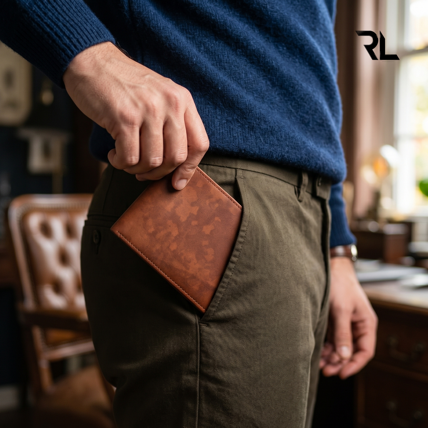 Vintage Tan Genuine Leather Bi-Fold Wallet for Men