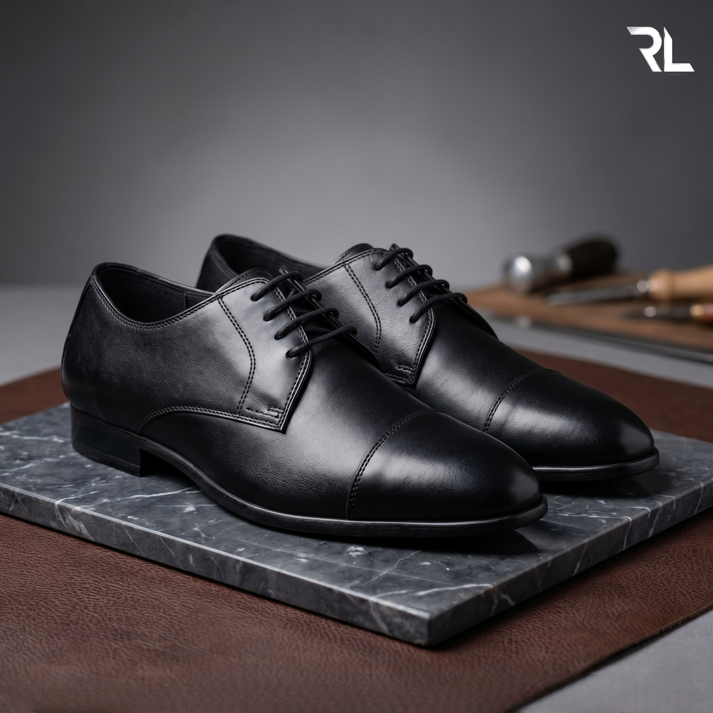 Leather Derby Formal Shoe - Black - 2003