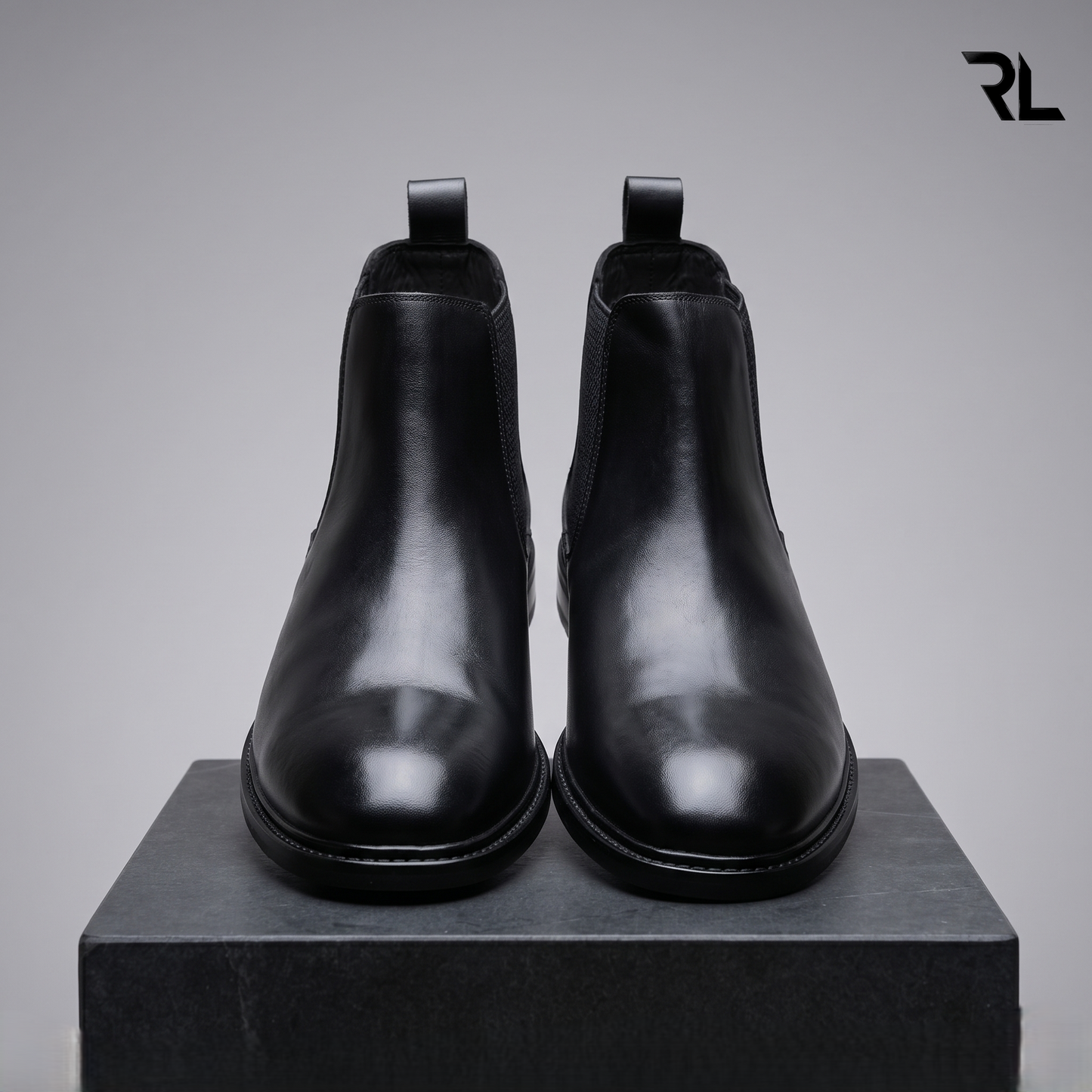 Black Leather Chelsea Boot For Men's - 1003