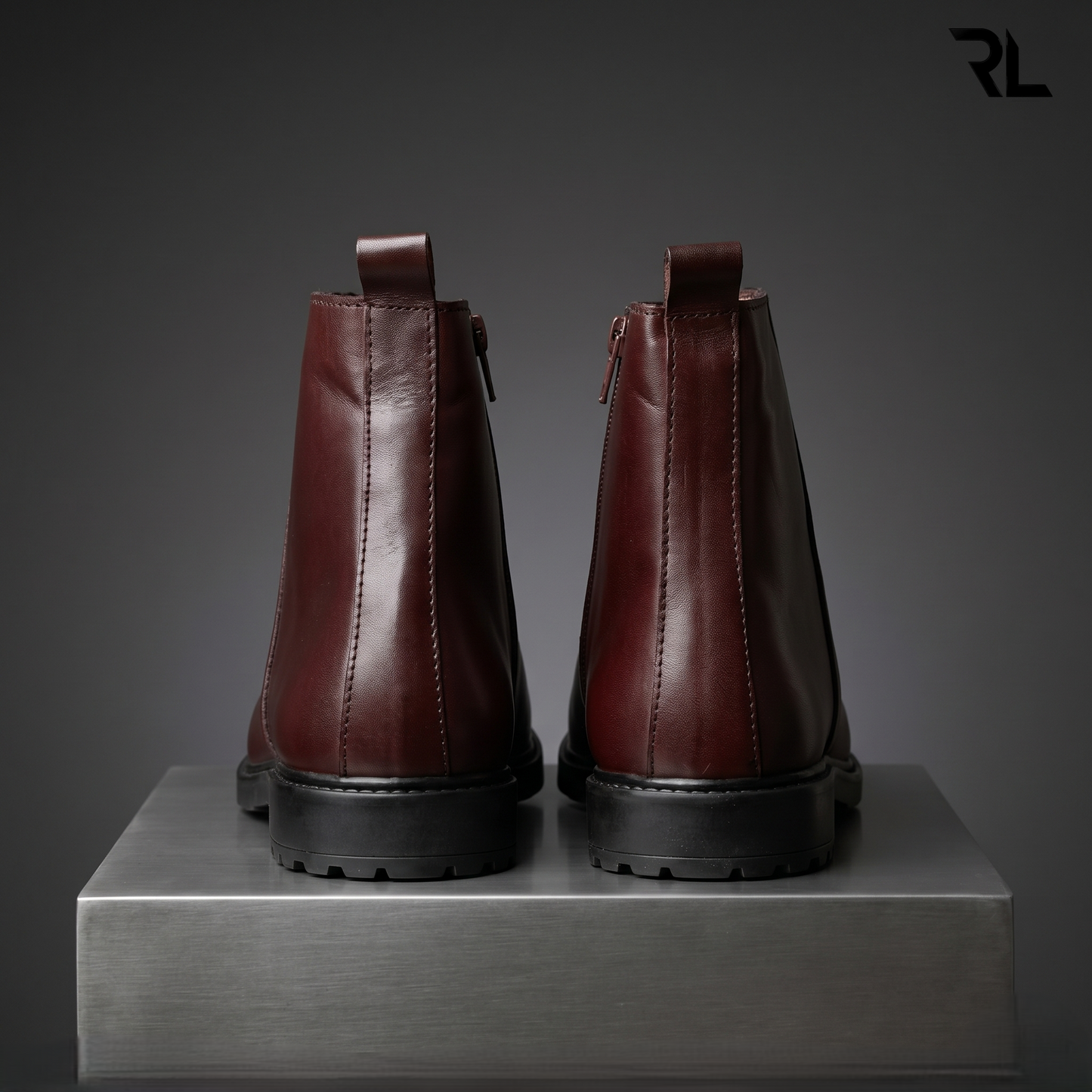 Leather Chelsea Boot with Zip - Brown - 1008