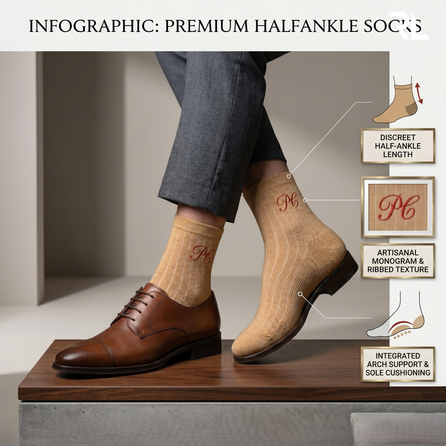 Formal Thin Socks Beige Color - S011